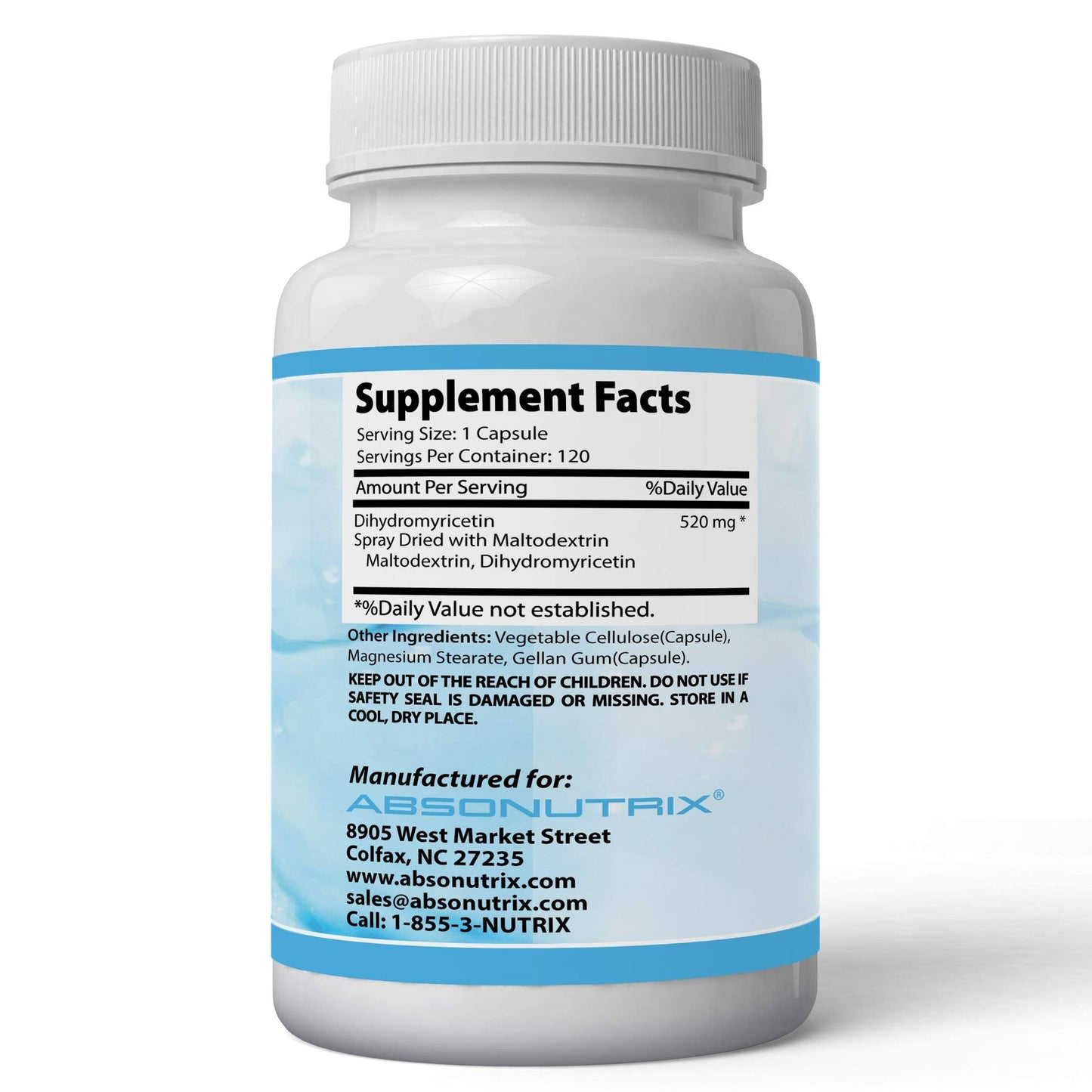 Absonutrix Dihydromyricetin 520 mg Capsules, 120 Count