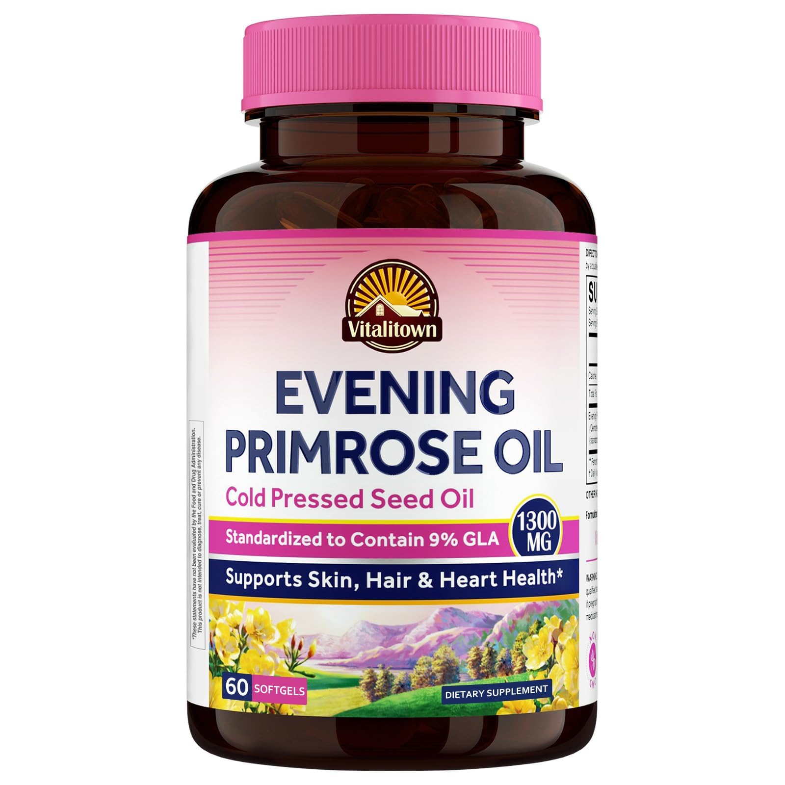 Vitalitown Evening Primrose Oil 1300mg Softgels, 60 Count