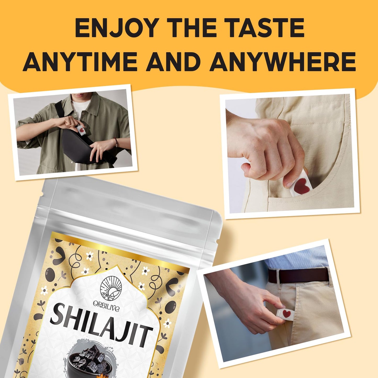ORBILIVE Shilajit Gummies with Ashwagandha, Himalayan Organic, 1400 mg, 60 Count