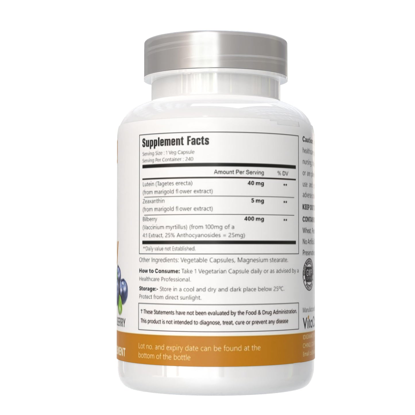 VitaCosmoX Lutein with Zeaxanthin Capsules 480 Count