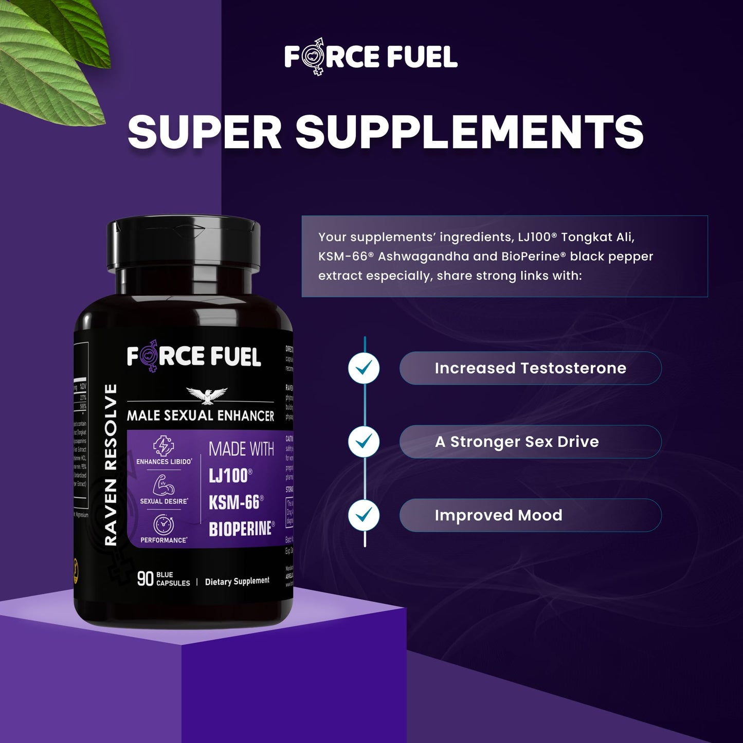 FORCE FUEL Raven Resolve Sex Pills for Men Capsule 90 Count