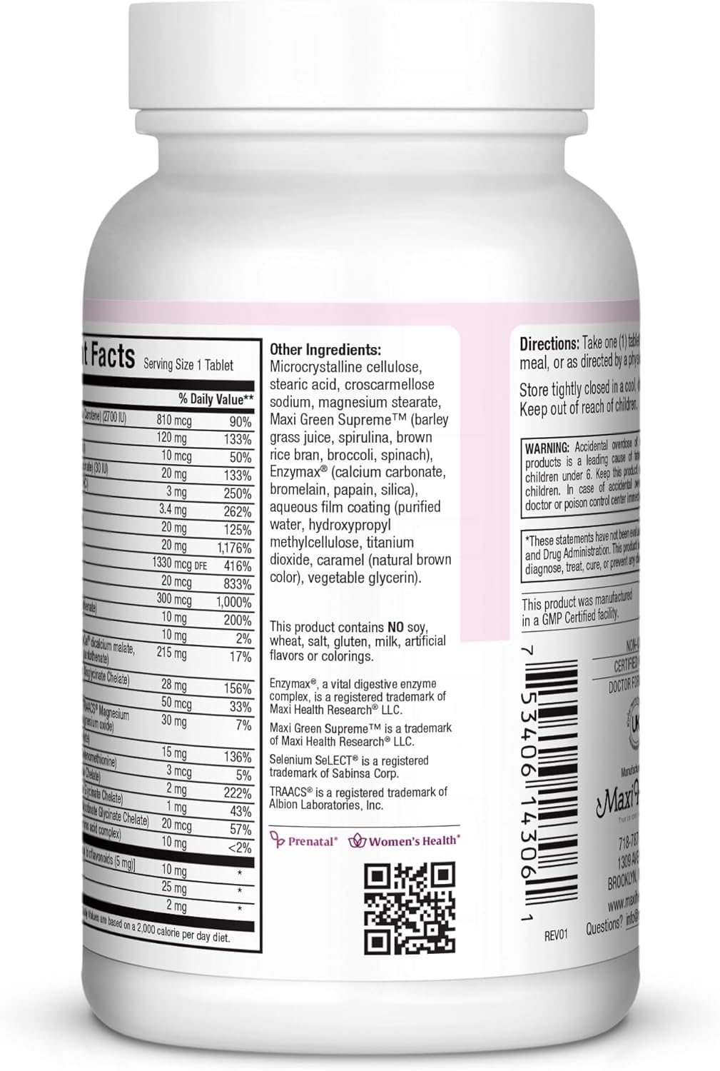 Maxi Health Prenatal Vitamins for Women Tablets, 60 Count
