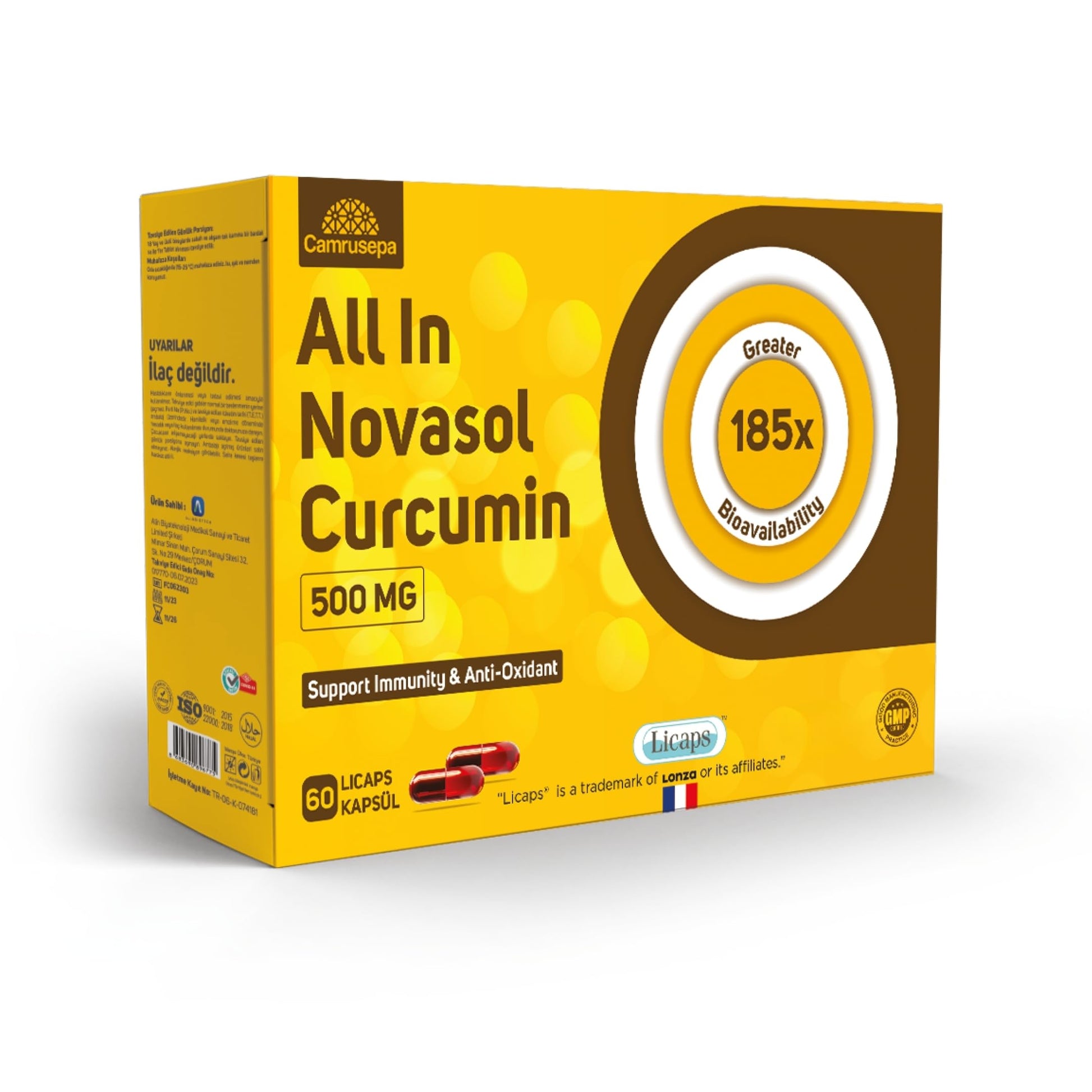 Camrusepa All in Novasol Curcumin Herbal Supplement Capsules 60 Count