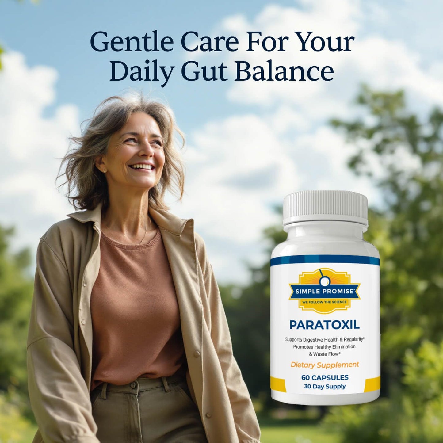 Simple Promise Paratoxil Daily Gut Cleanse with Psyllium Husk Fiber & Black Walnut, Slippery Elm, Aloe, Chlorella & Ginger - Natural & Plant-Based Cleanse Capsule, 60 Capsules