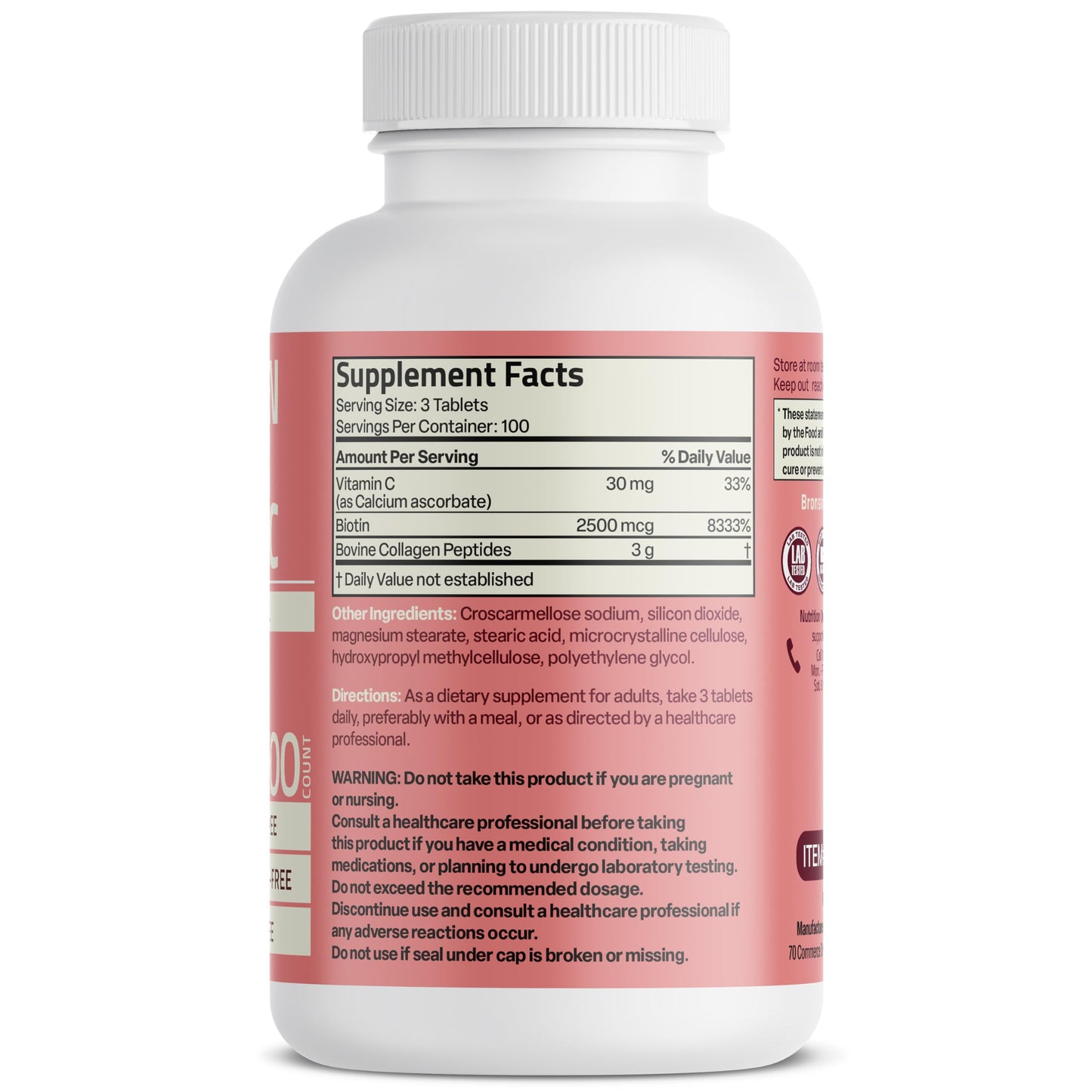 Bronson Collagen Peptides 3000mg with Biotin & Vitamin C, 300 Tablets