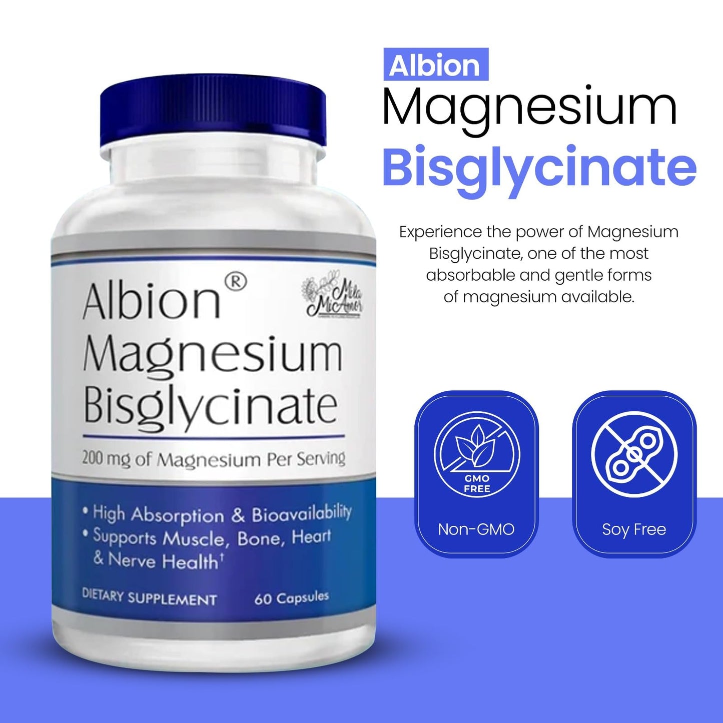 Mila Miamor Albion Magnesium Bisglycinate Capsules, 60 Capsules