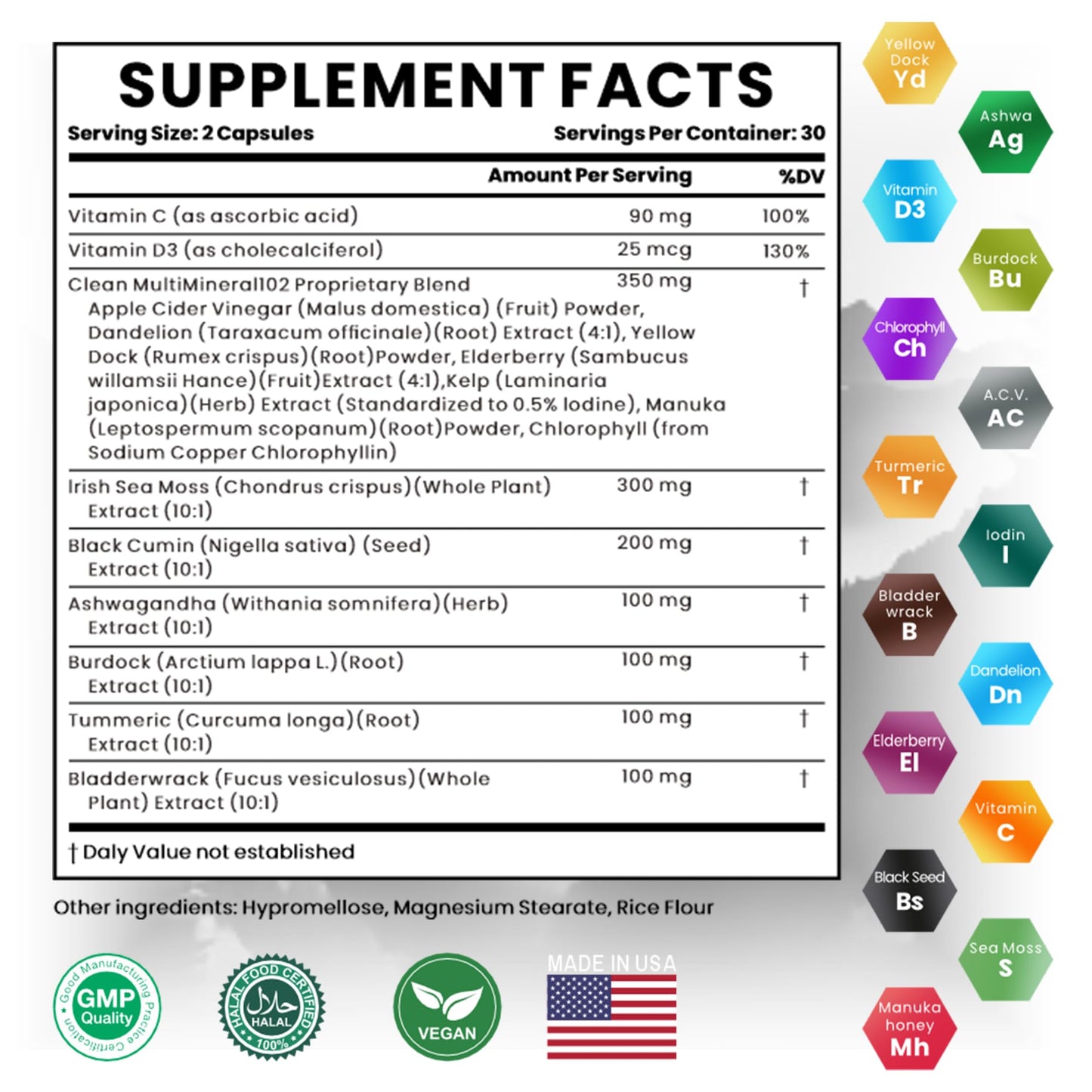 Nour Nutri Health Sea Moss & Herbal Blend Capsules, 60 Count