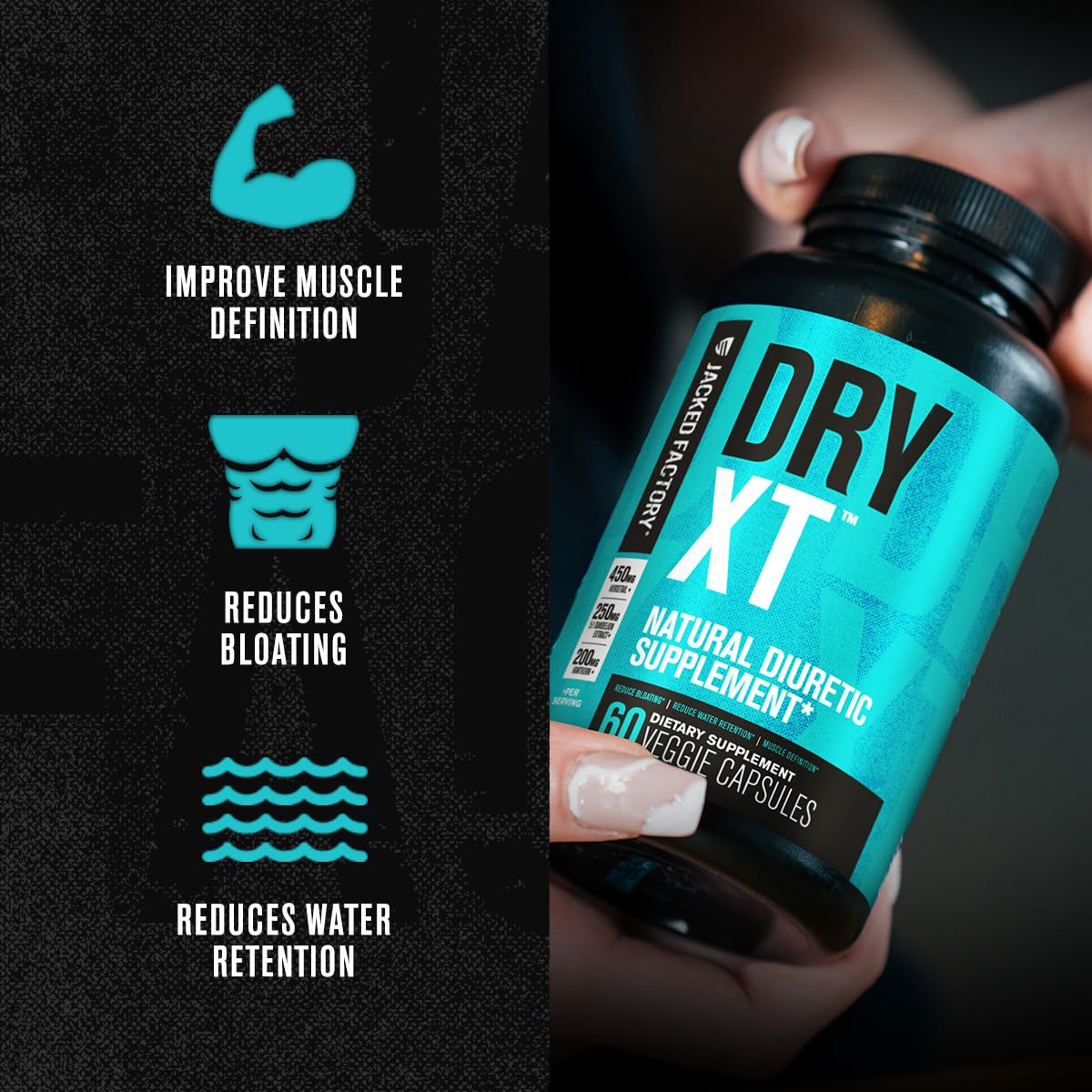 Jacked Factory Dry-XT Diuretic Water Pills 60 Veggie Capsules