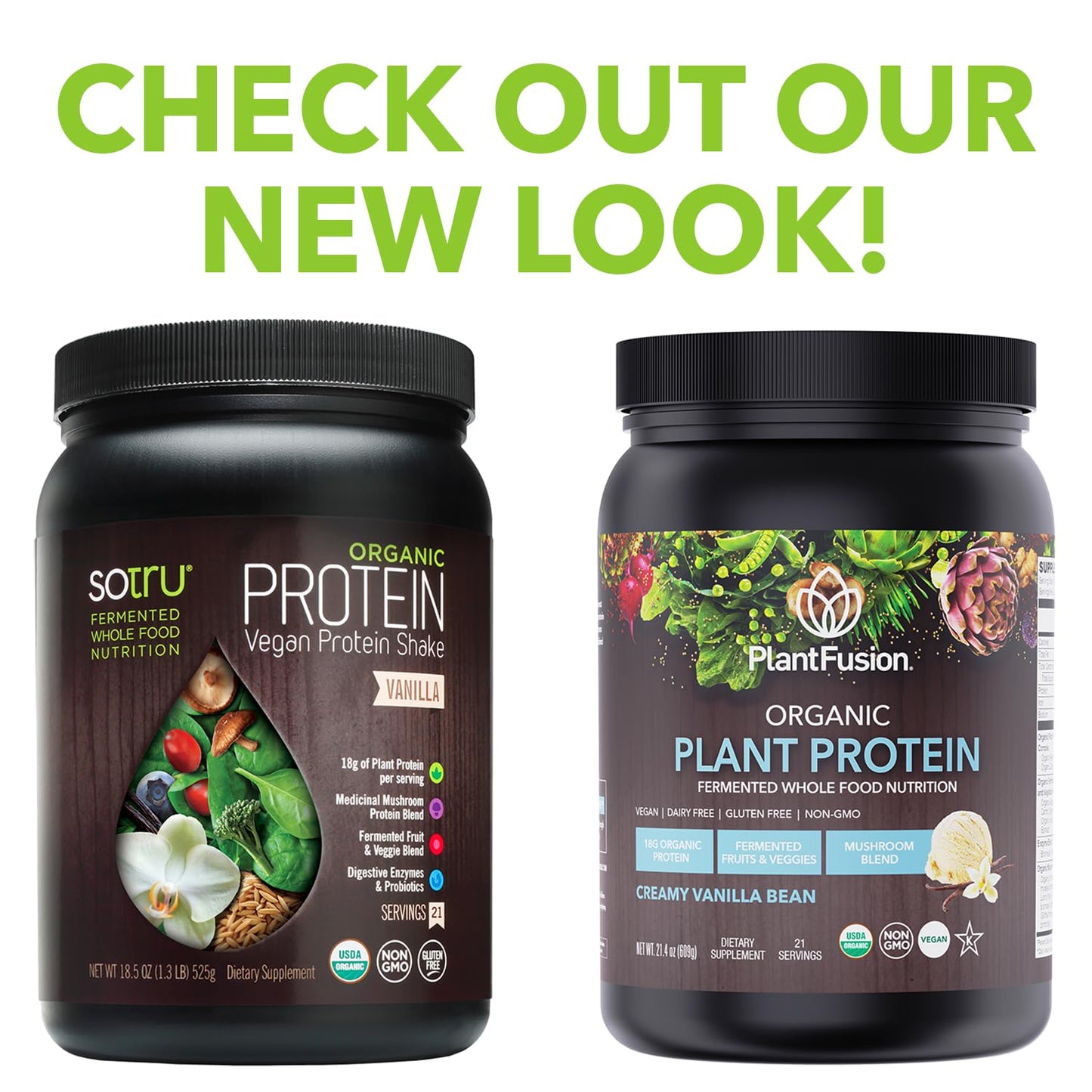 SOTRU Organic Vegan Protein Powder Vanilla, 18.5 oz