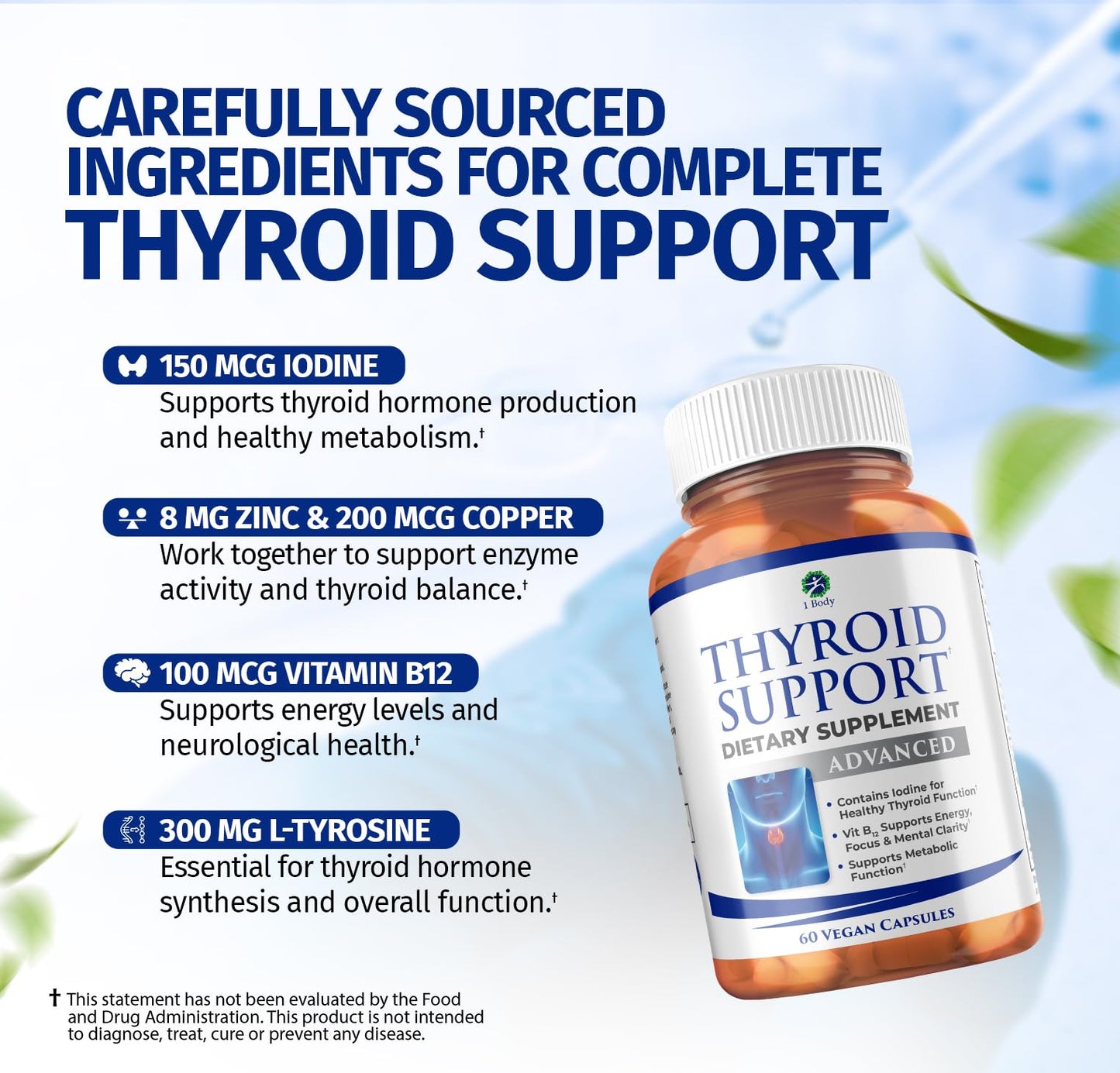 1 Body Thyroid Support Supplement Capsule, 120 Capsules