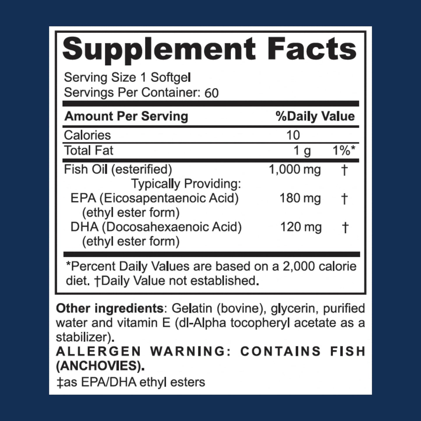 Focus Vision Supplements Sight Guardian Omega-3 with EPA, DHA, 1000 mg Fish Oil per Serving Capsule, 60 Count
