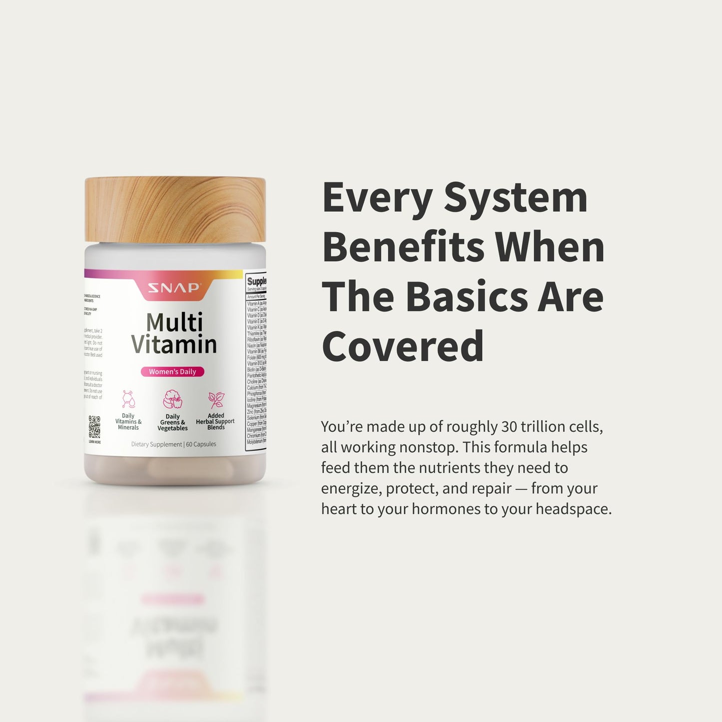 Snap Supplements Daily Multivitamin for Women, 60 Capsules