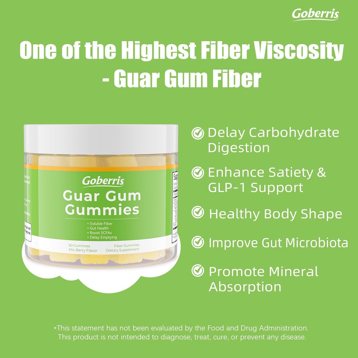 Goberris Guar Gum Fiber Gummies 60 Gummies