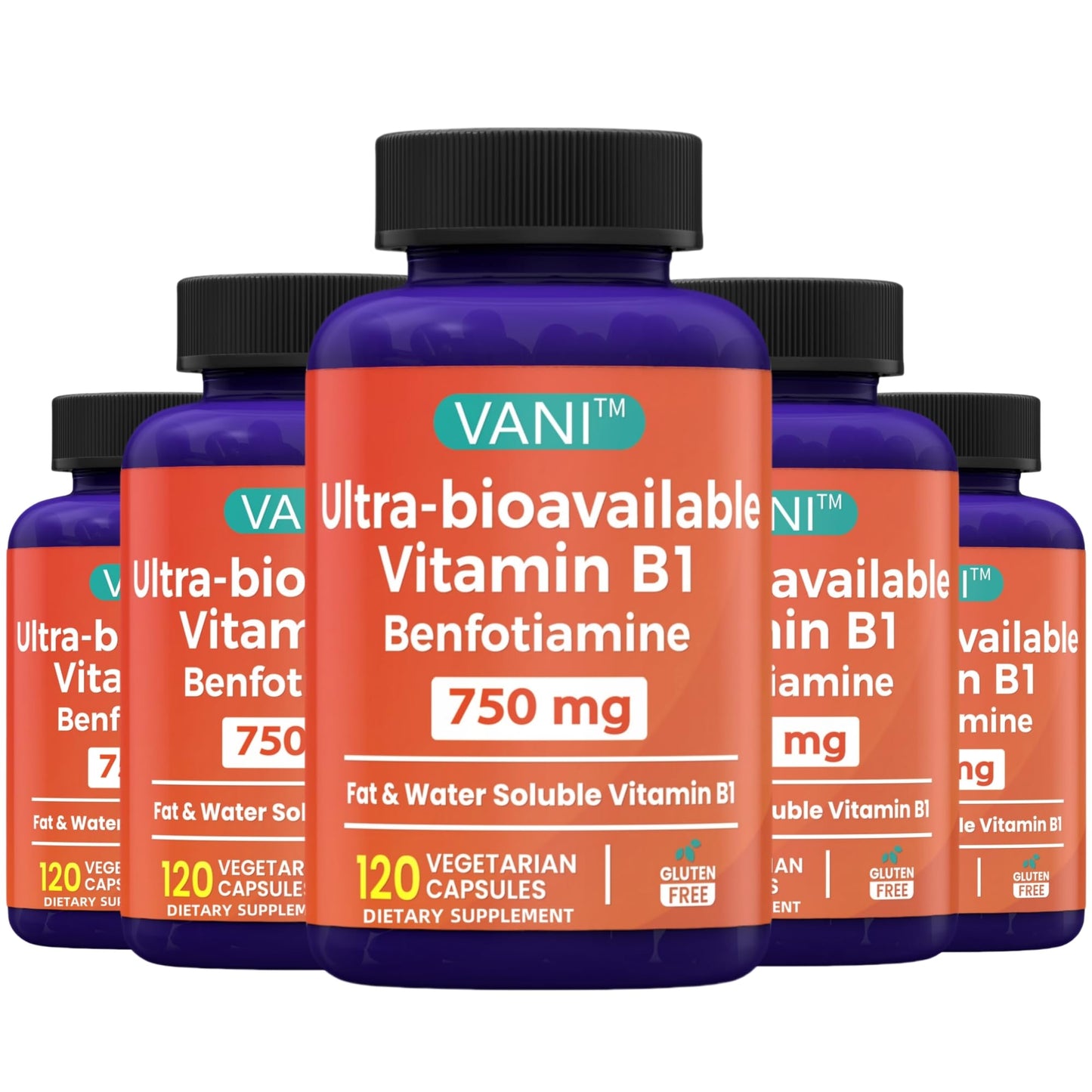VANI Mega Benfotiamine 750mg with Vitamin B-1 Capsules, 120 Capsules
