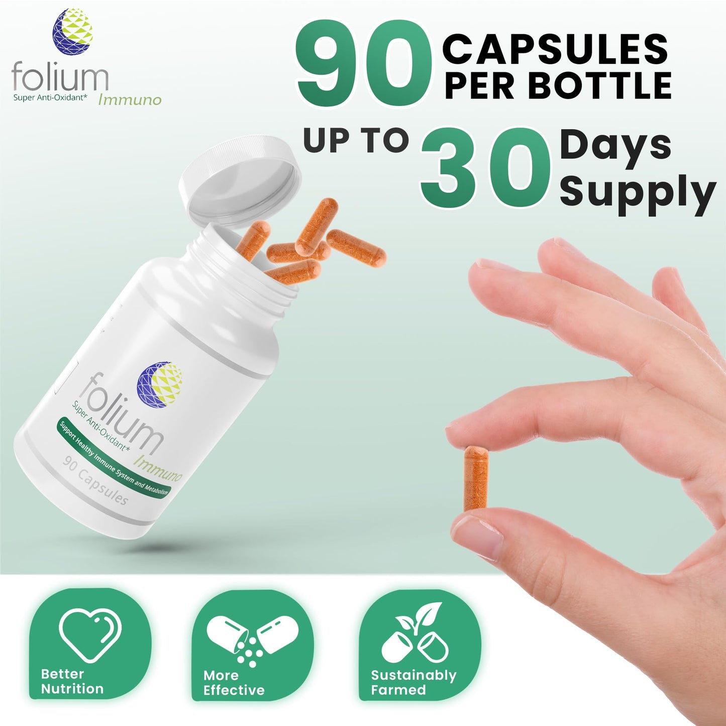 Generic Folium Immuno Inflammation Support Supplement-Pine Parts, GrapeSeed, Ginger, Turmeric, Green Tea, White Pepper & Pomegranate Capsule, 1