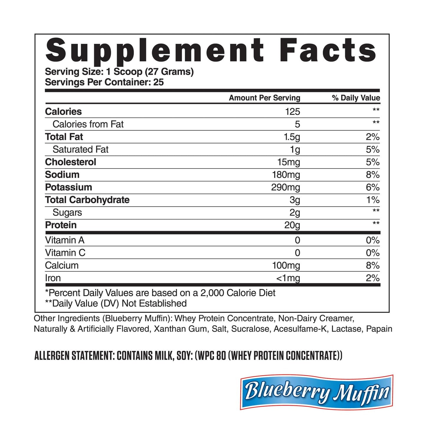 Steel Supplements Whey-Pro 100% Pure Whey Protein Powder, Blueberry Muffin, Gluten Free, 2.96 lb, 25 Servings
