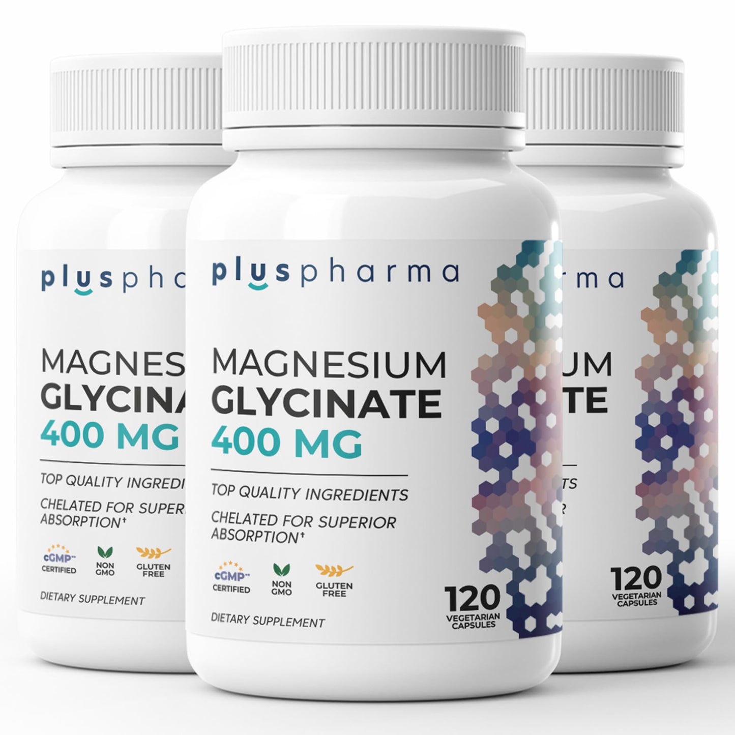 PlusPharma Magnesium Glycinate 400mg Capsules, 120 Count