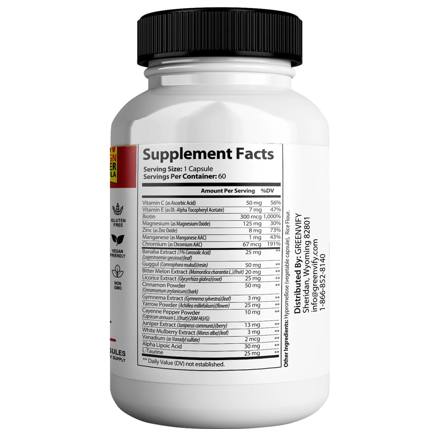 GREENVIFY Gluco Blood Sugar Switch Max All Natural Formula to Maintain Healthy Levels, Maximum Strength Daily Formula Capsules 120