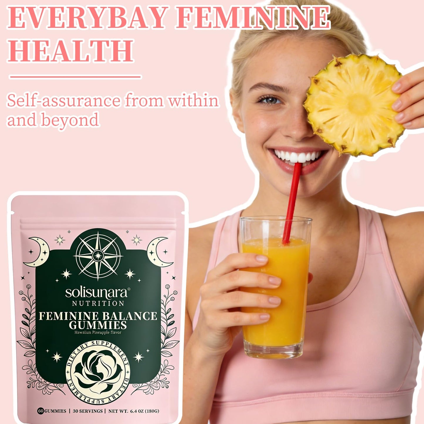 Taeci Feminine Balance Gummies for Women with Probiotics & Cranberry Extract – Pineapple, Gummy, 60 Count