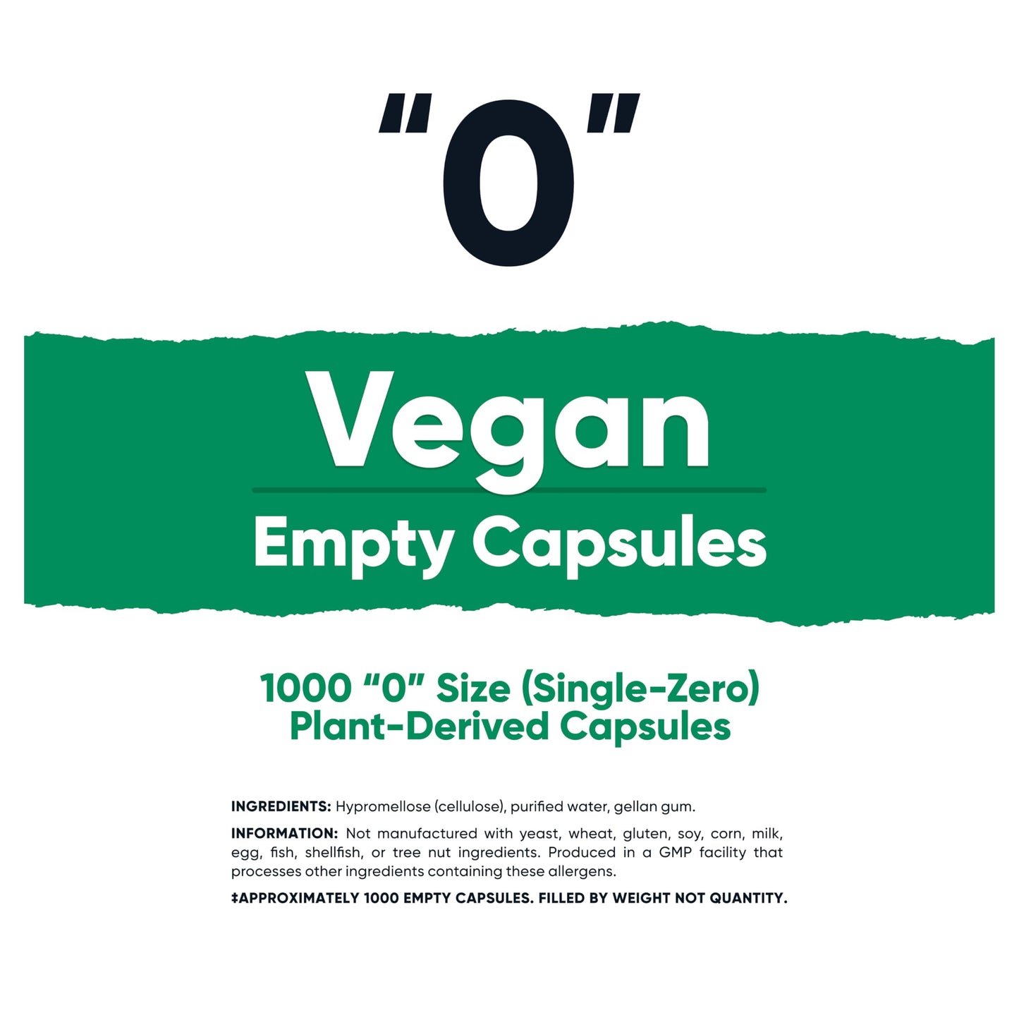 Nutricost Empty Capsules Size 0 Vegan, 1000 Count Capsules