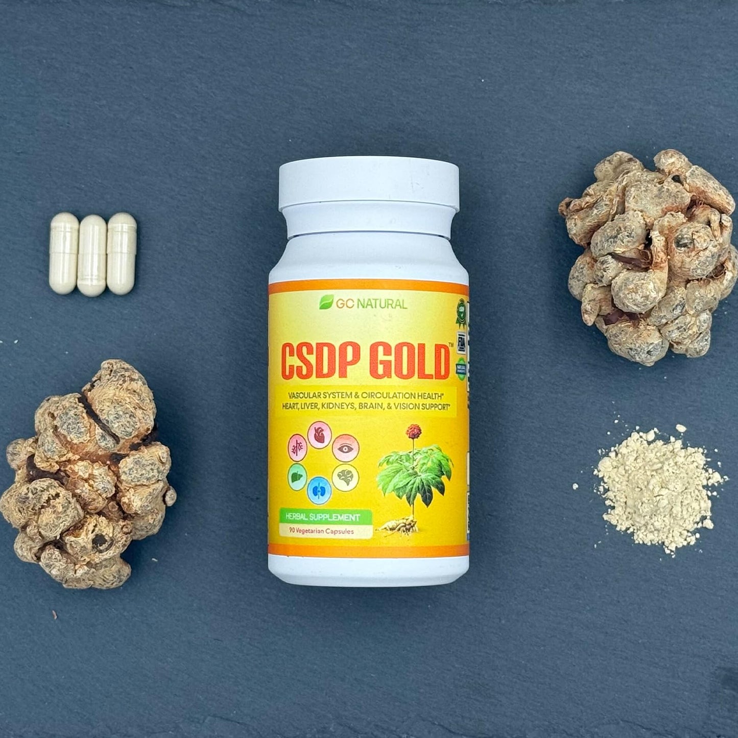 GC Natural CSDP Gold Ginseng Herbal Supplement Capsules, 1 Count
