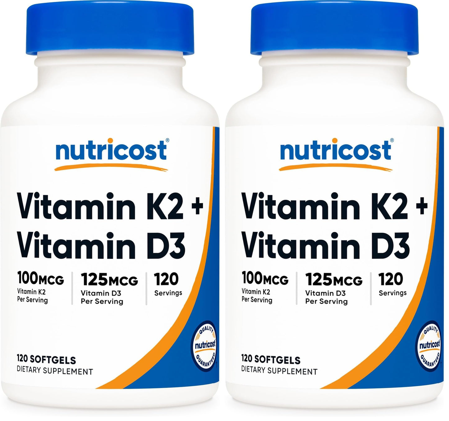 Nutricost Vitamin K2 (MK7) (100mcg) + Vitamin D3 (5000 IU) Softgels, 240 Count