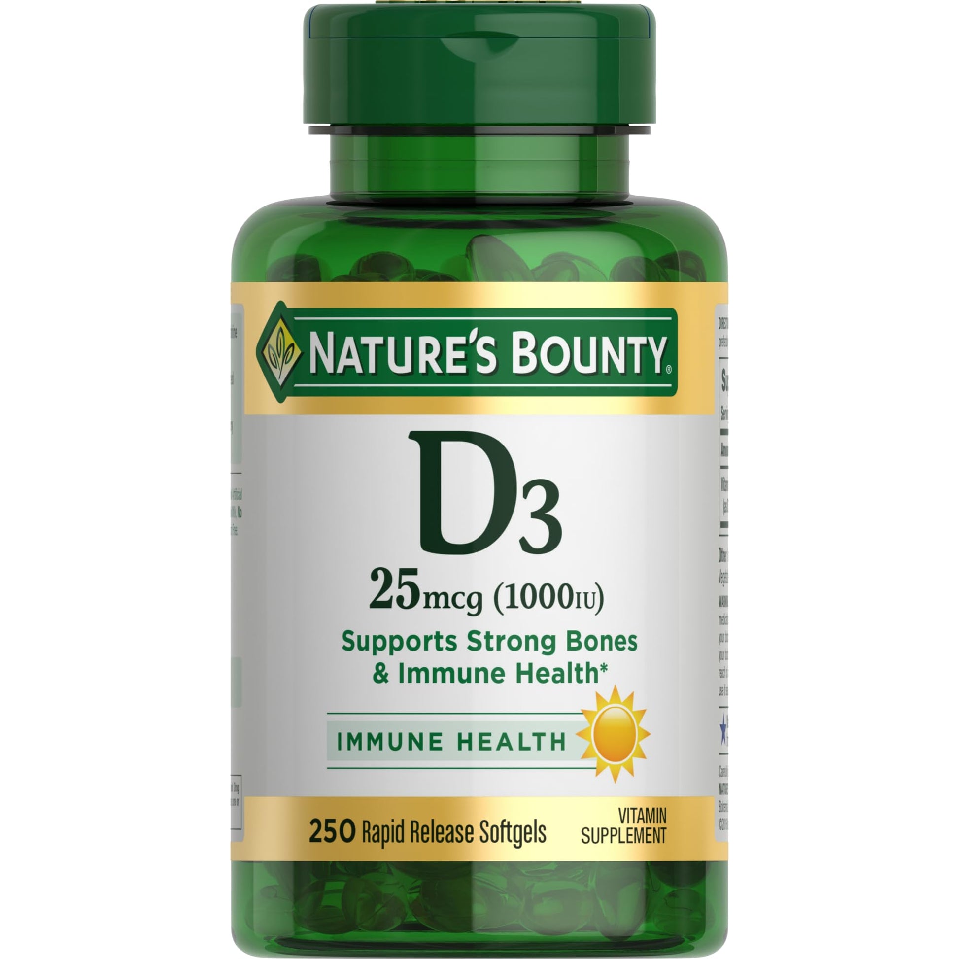 Nature's Bounty Vitamin D3 1000 IU Softgel, 250 Count