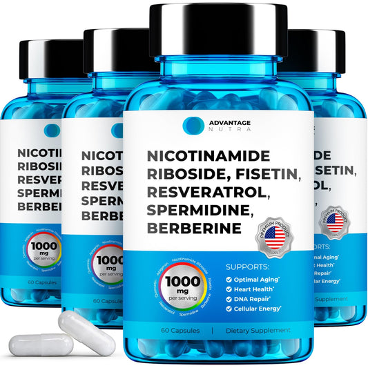 AdvantageNutra Liposomal Nicotinamide Riboside NR Supplement with Resveratrol, Capsule, 240 Count