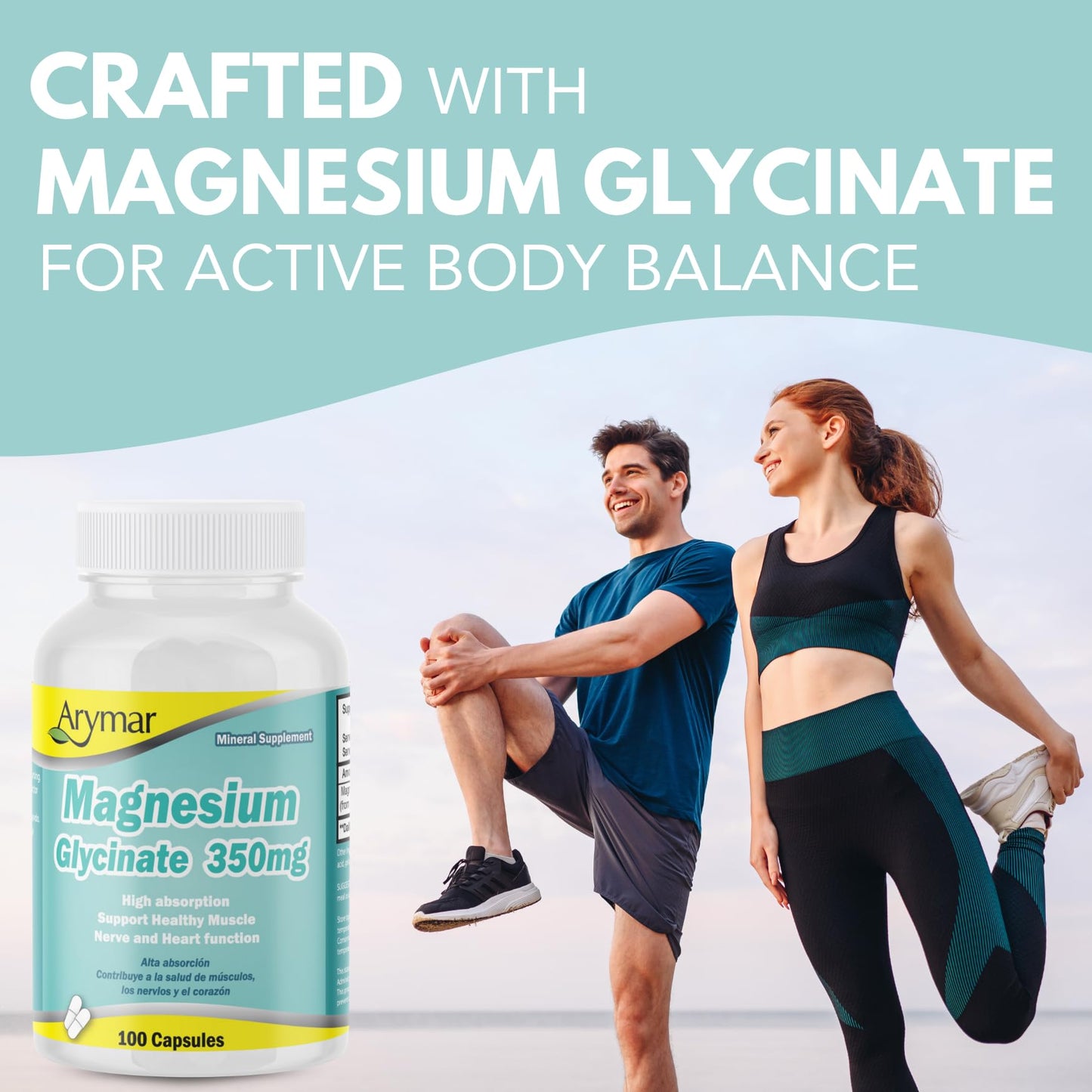 Arymar Magnesium Glycinate 350 mg Capsules, 100 Count