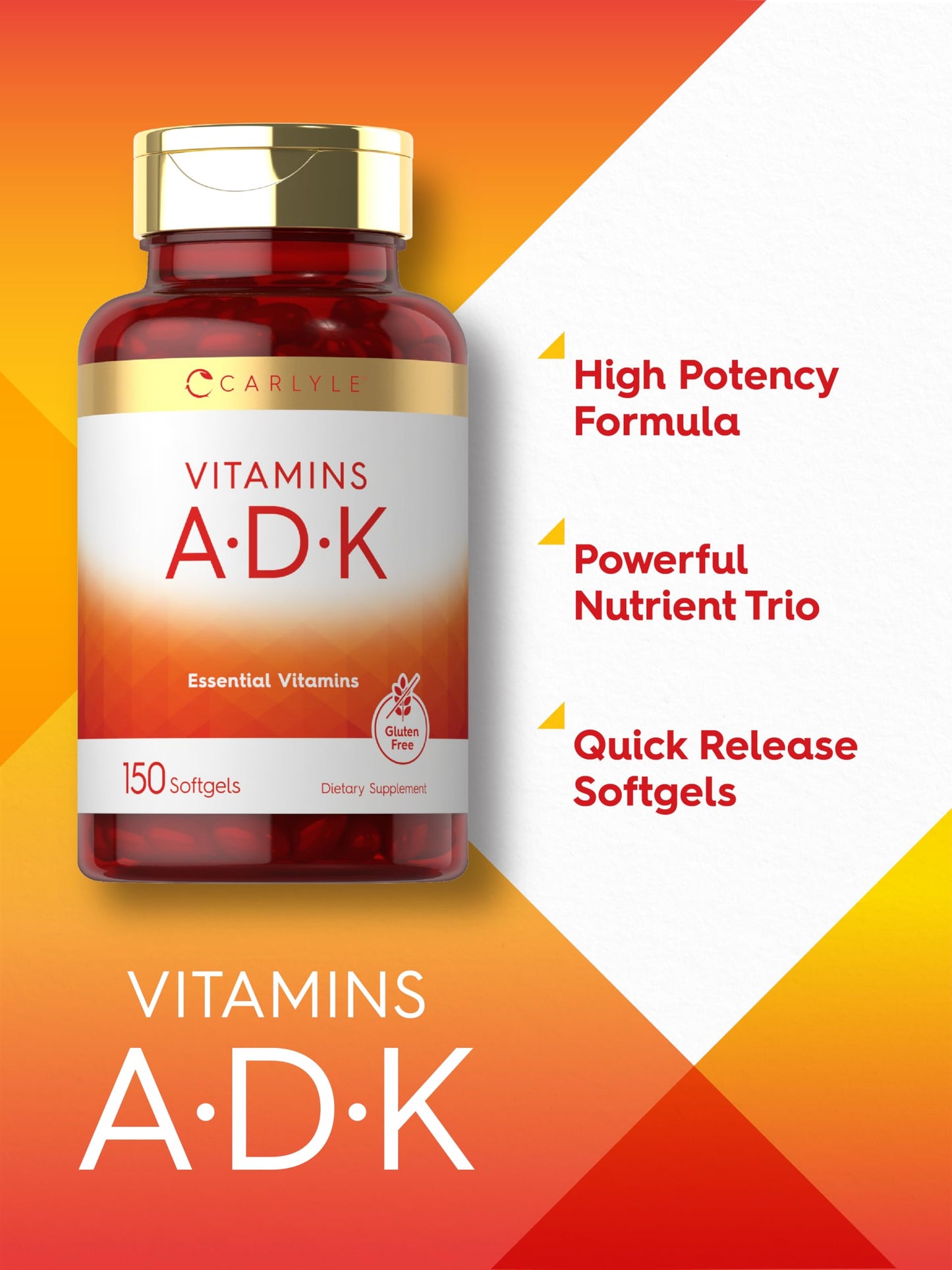 Carlyle Vitamin ADK Supplement Softgels, 150 Count