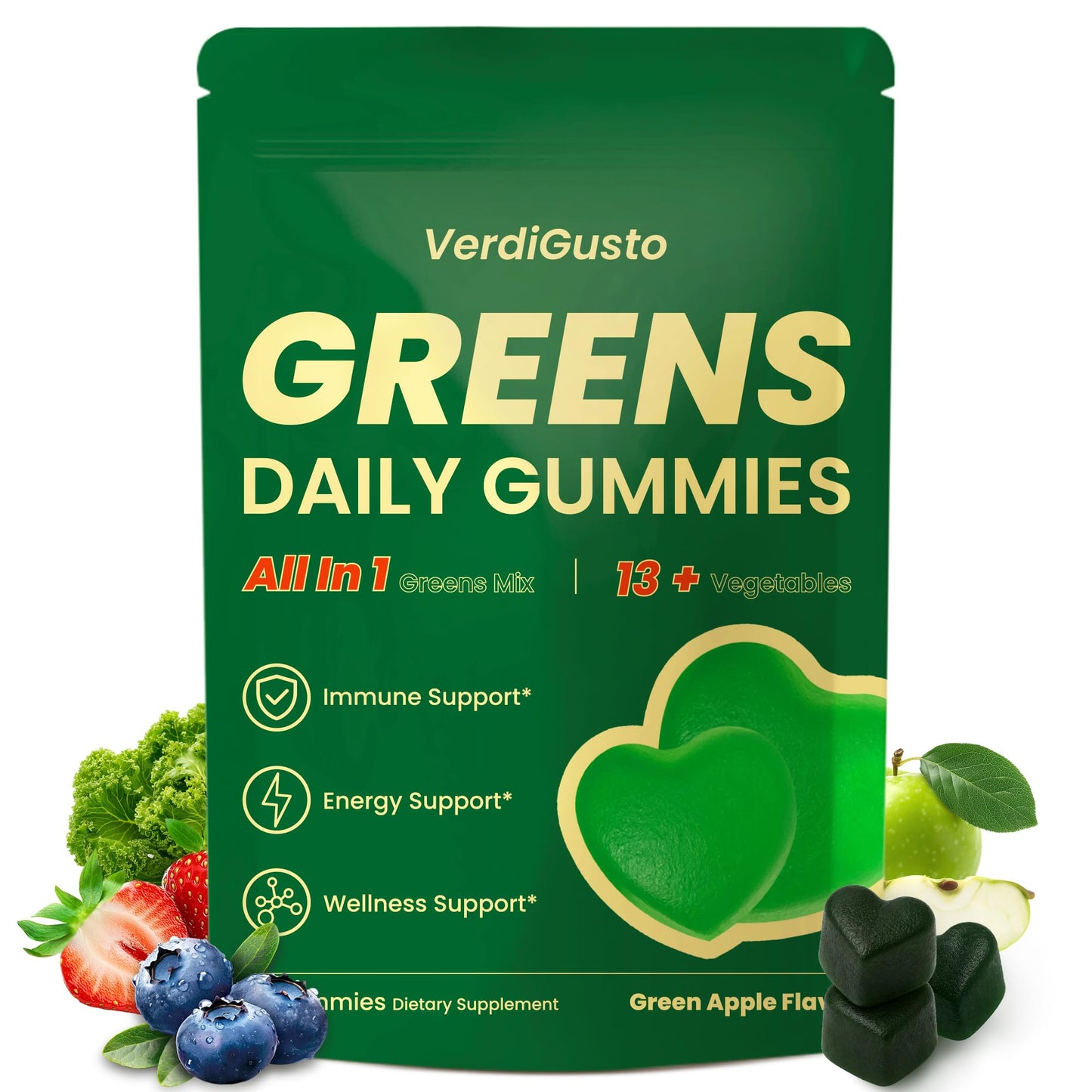 VerdiGusto Greens Gummies 60 Count