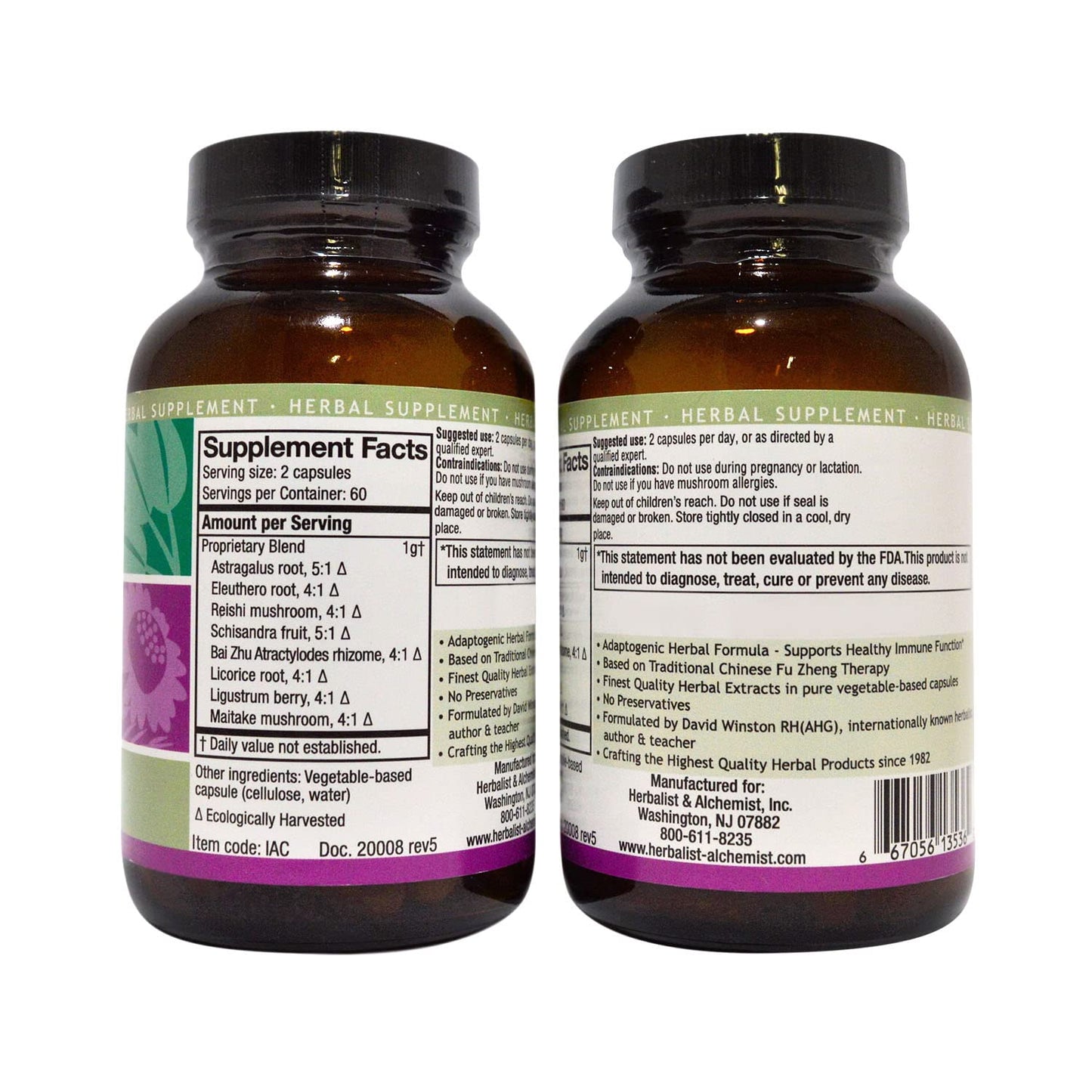 Herbalist & Alchemist David Winston's Immune Adapt Fu Zheng Capsules, 240 Capsules