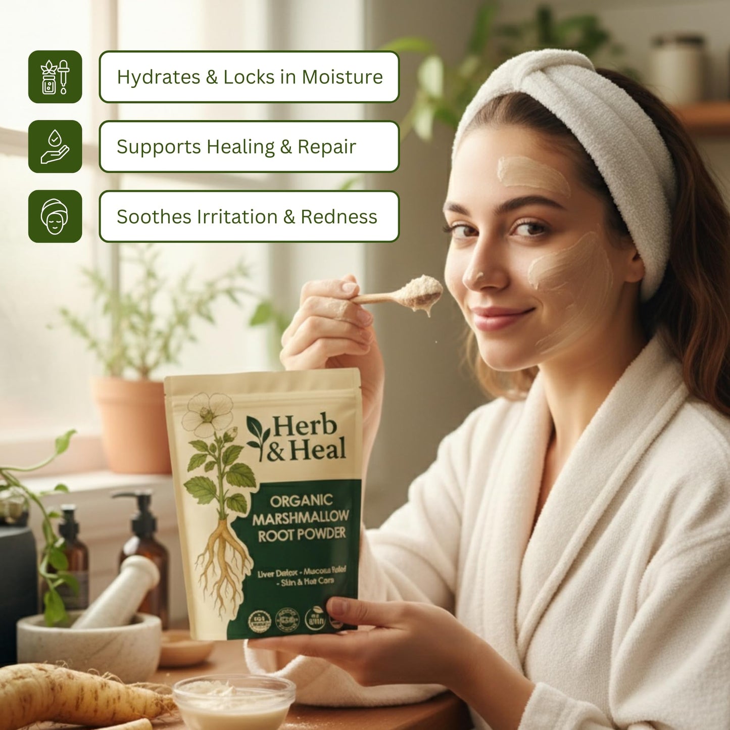 Herb & Heal Organic Marshmallow Root Powder 8 oz