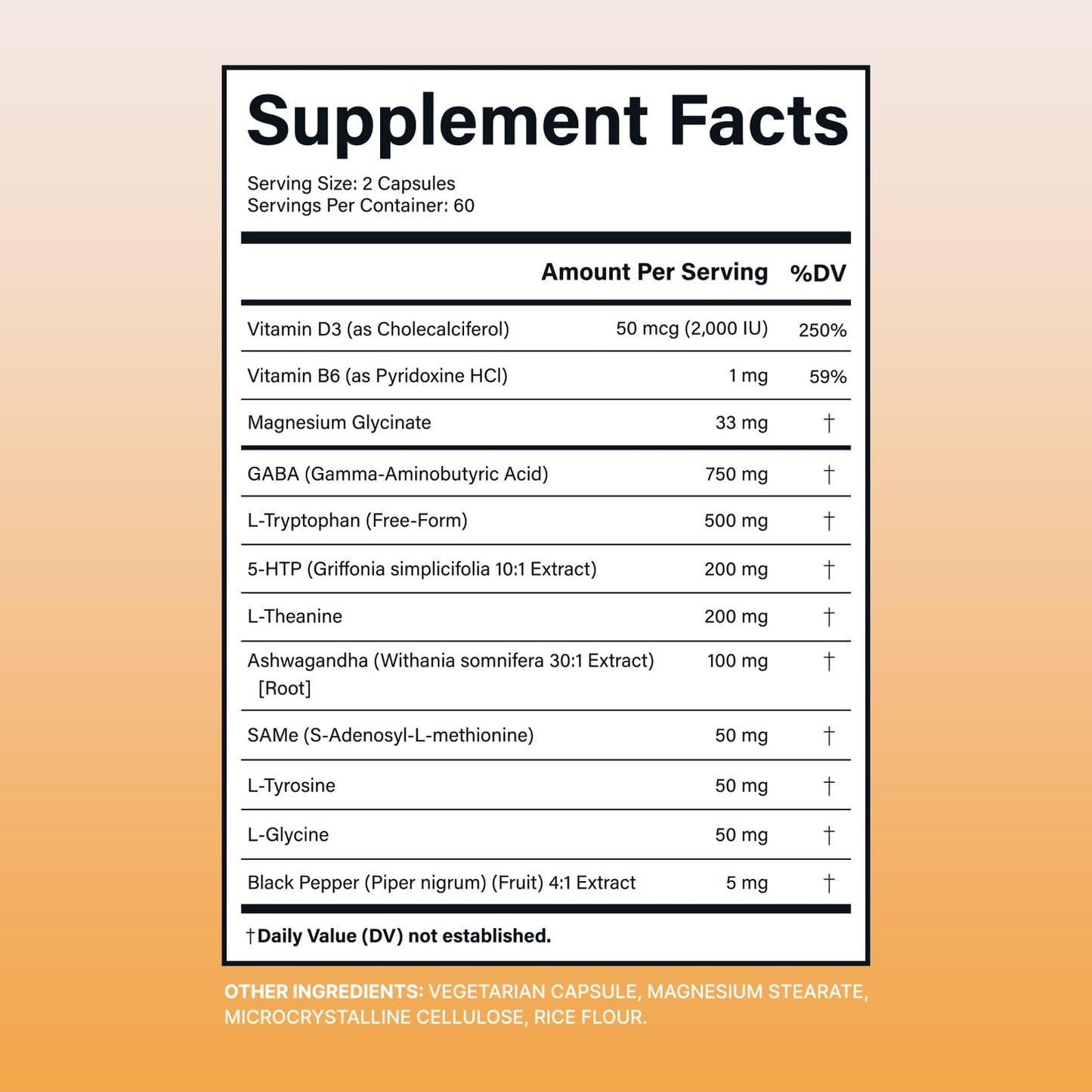 ACADEMICIAN Ashwagandha with 5HTP, L-Tryptophan & L-Theanine Capsules, 120 Count