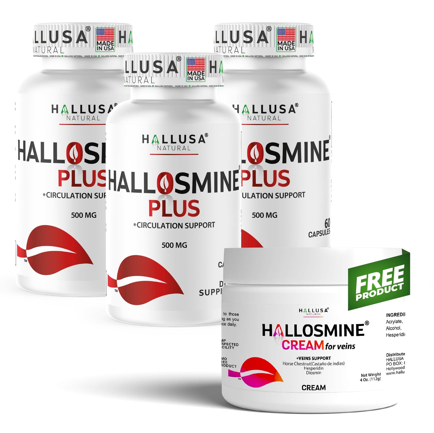 Hallusa Natural Hallosmine Plus Diosmin 500mg Capsules 180