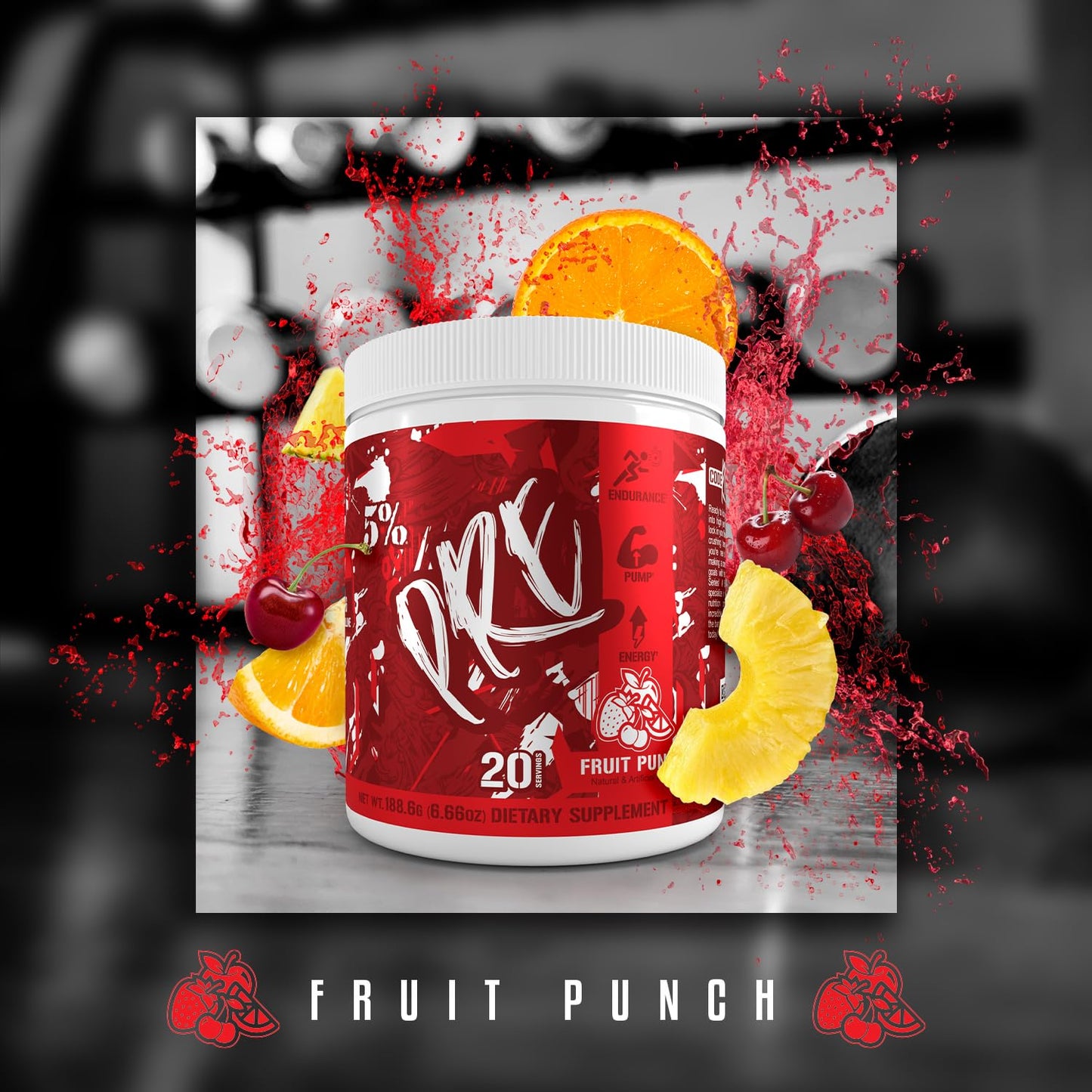5% Nutrition Code Red Series Pre Workout Powder 6.66 Ounce