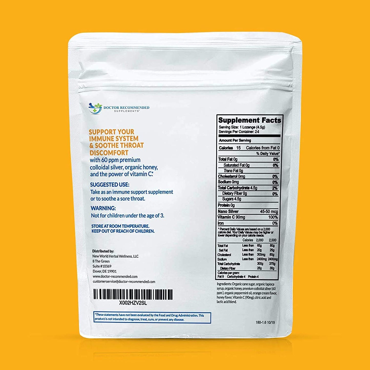 DOCTOR RECOMMENDED SUPPLEMENTS Silver Lozenges with Vitamin C, 48 Count