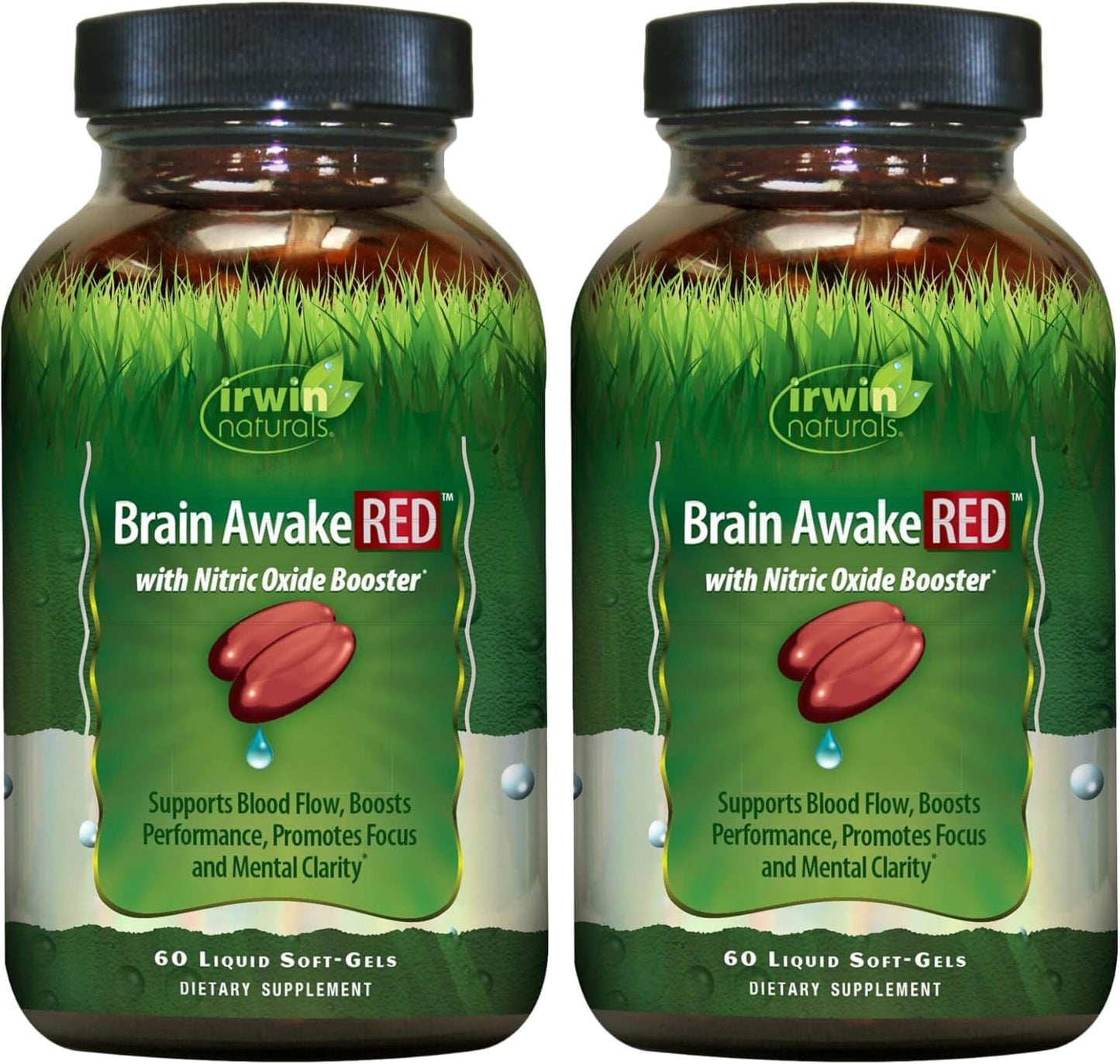 Irwin Naturals Brain Awake RED with Nitric Oxide Booster Softgels, 120 Count