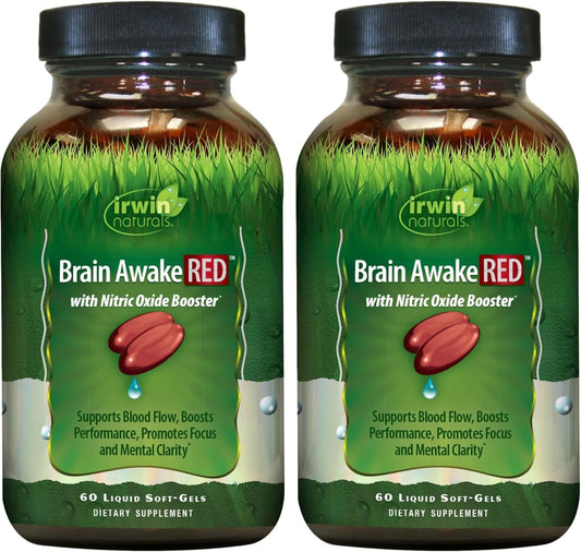 Irwin Naturals Brain Awake RED with Nitric Oxide Booster Softgels, 120 Count