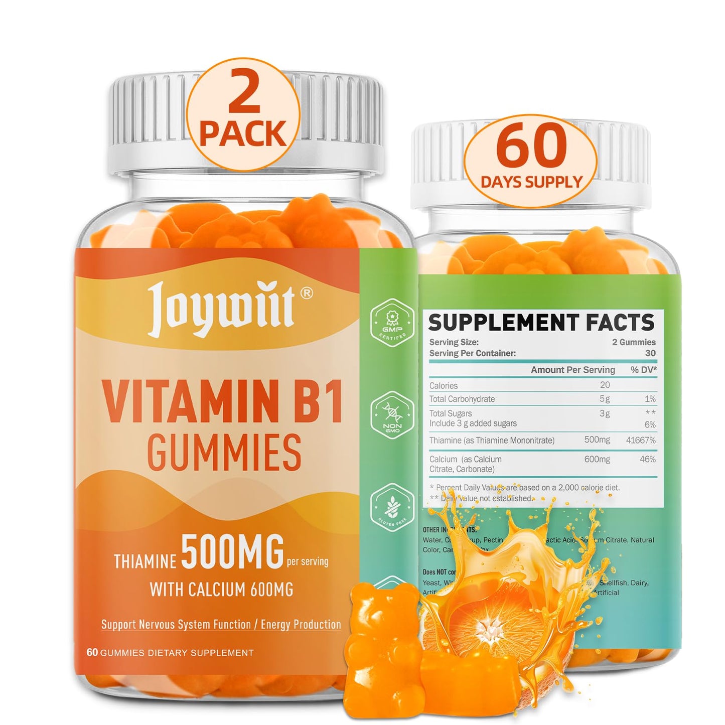 Joywiit Vitamin B1 Gummies 500mg 120 Count