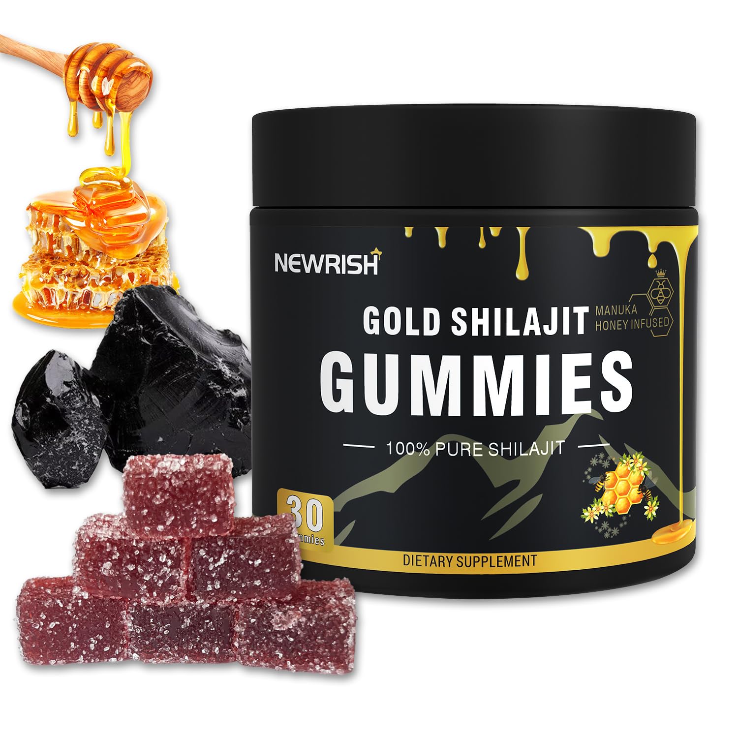 Newrish Shilajit Gummies, 30 Count