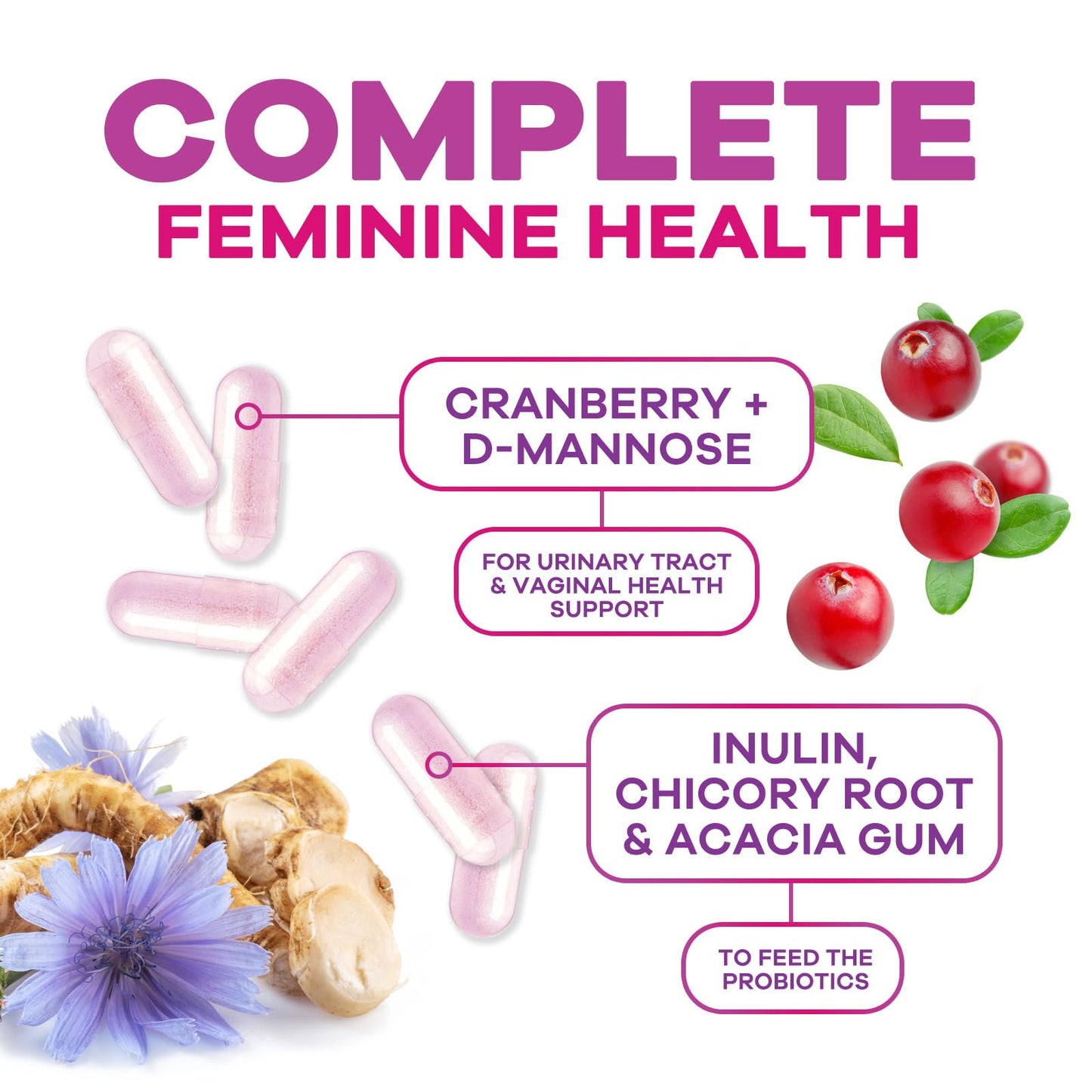 Nature's Nutrition Probiotics 60 Billion CFU Per Serving for Women - 16 Strains, Prebiotics Cranberry & Lactobacillus, PH Balance, Digestive & Immune Support, Women's Probiotic, 60 Capsules