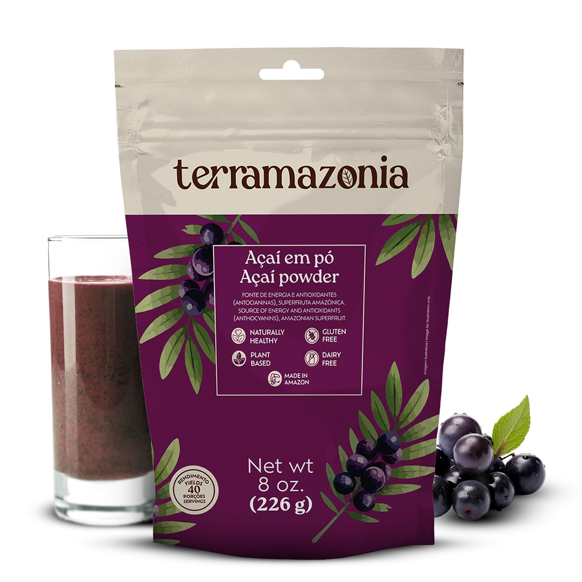 Terramazonia Açaí Powder Superfood Powder, 8 oz