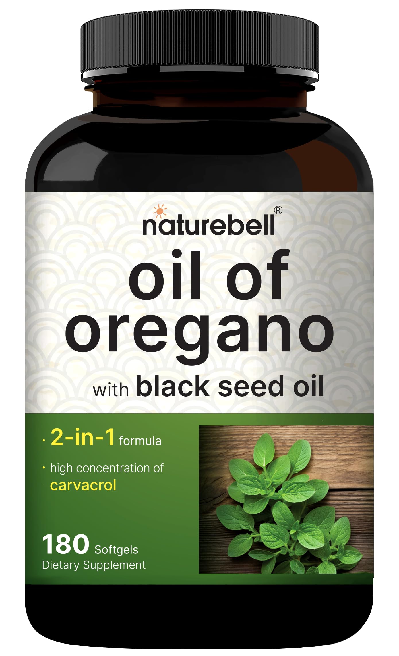 NatureBell Oil of Oregano with Black Seed Oil Softgels 180
