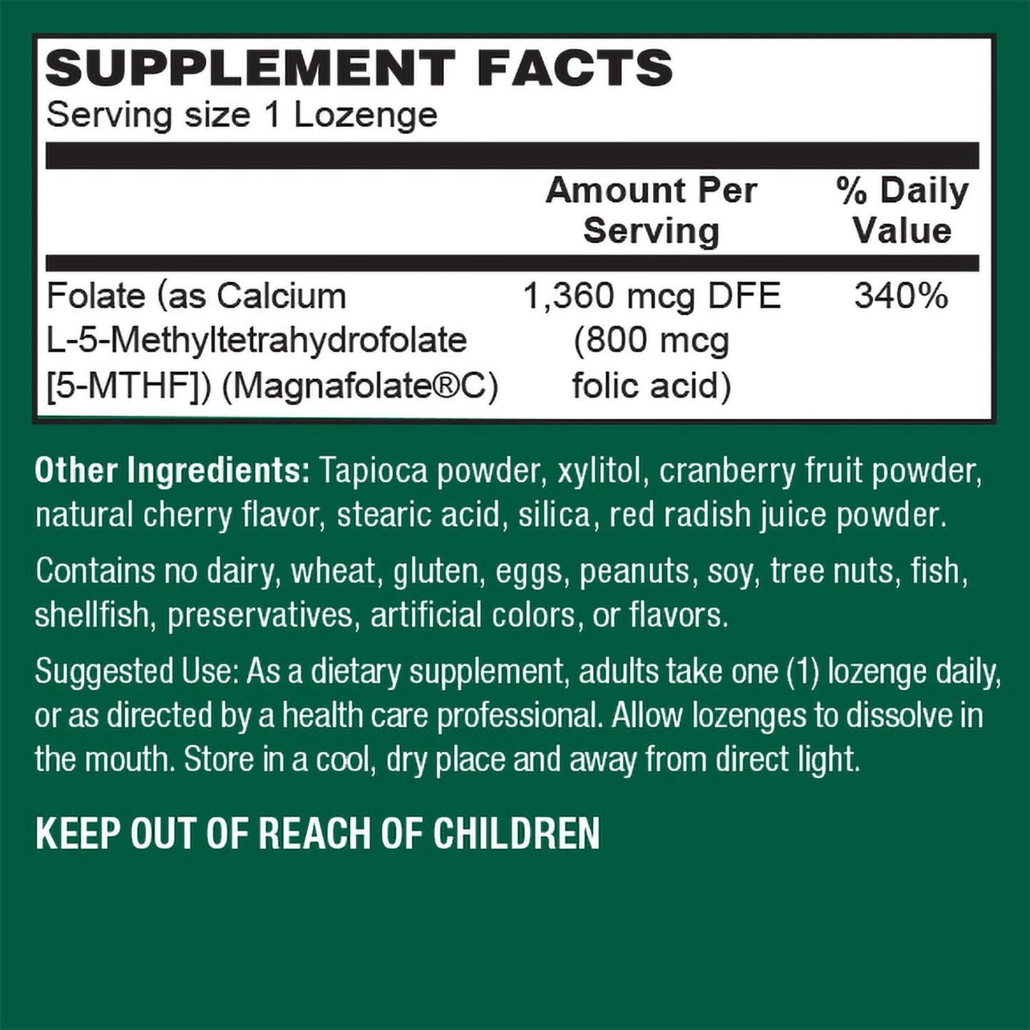 PlantFusion Vegan High Potency Methylfolate 5-MTHF Sublingual Lozenges, 60 Count