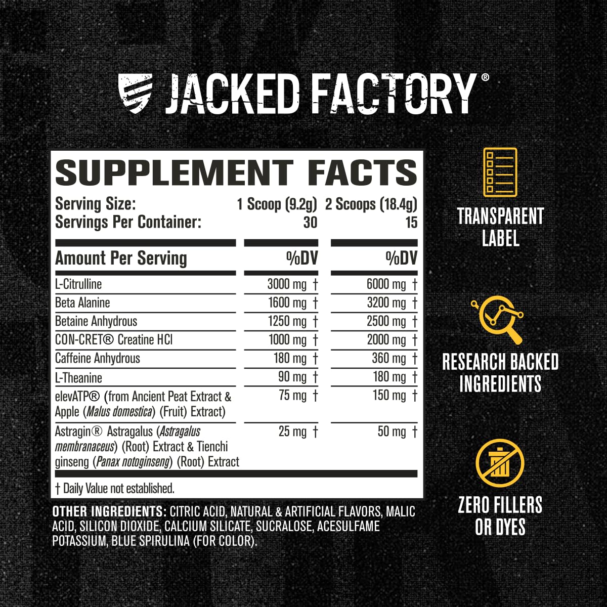 Jacked Factory Nitrosurge Build Pre Workout with Creatine and Creatine Monohydrate Powder, 15.02