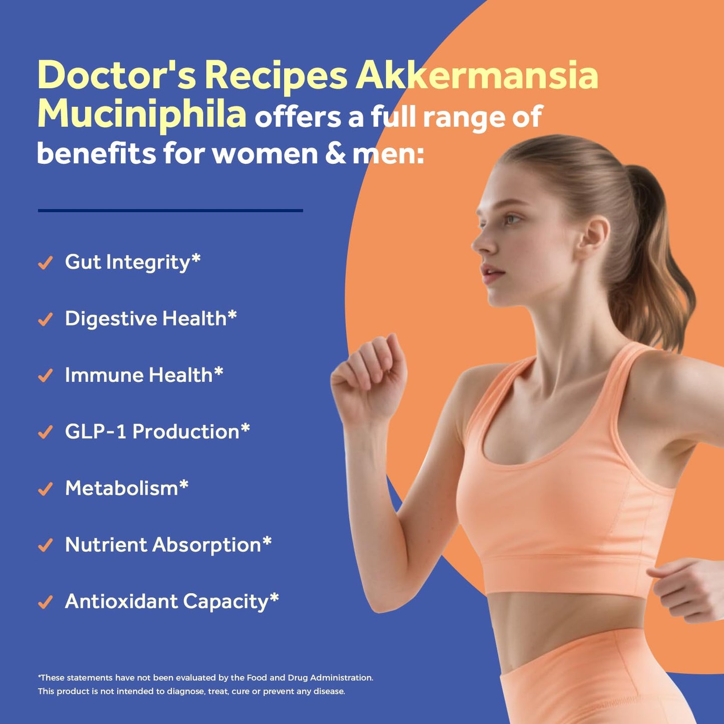 Doctor's Recipes Akkermansia Probiotic, Akkermansia Muciniphila 100 Billion TFUs, Cranberry, Blueberry & Pomegranate Extract, GLP-1 Production, Gut Health & Immune Support, Veggie Capsules, 30 Count