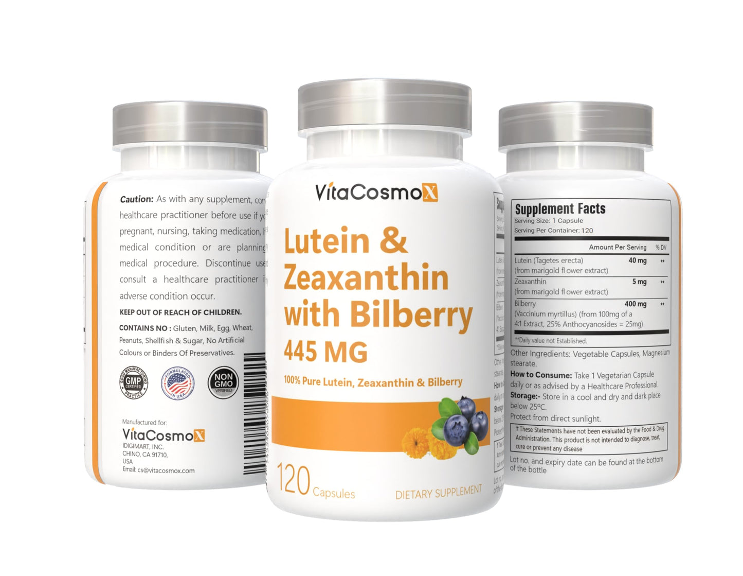 VitaCosmoX Lutein with Zeaxanthin Capsules 120 Count