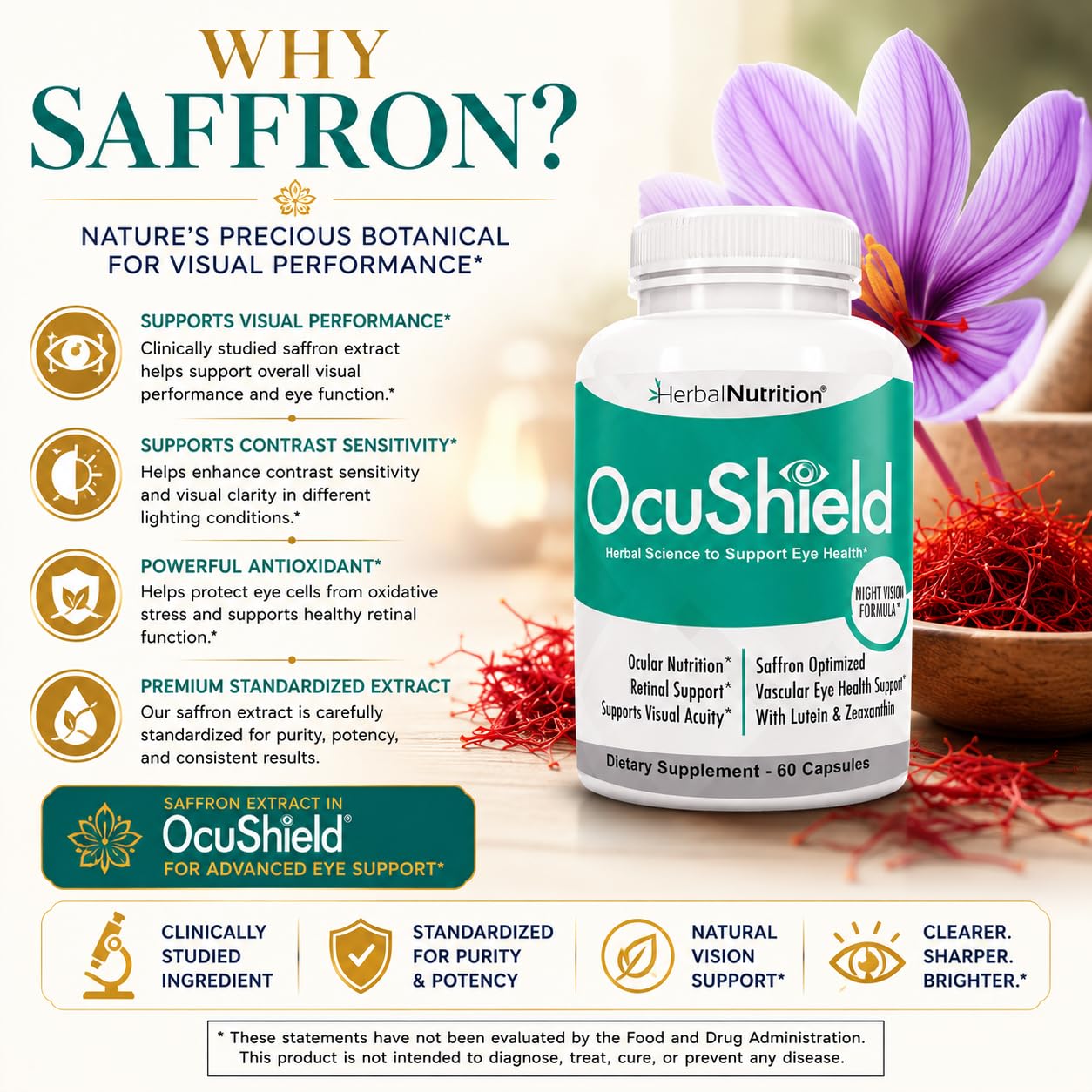 Herbal Nutrition OcuShield Eye Health Support Supplement Capsule 2-Pack