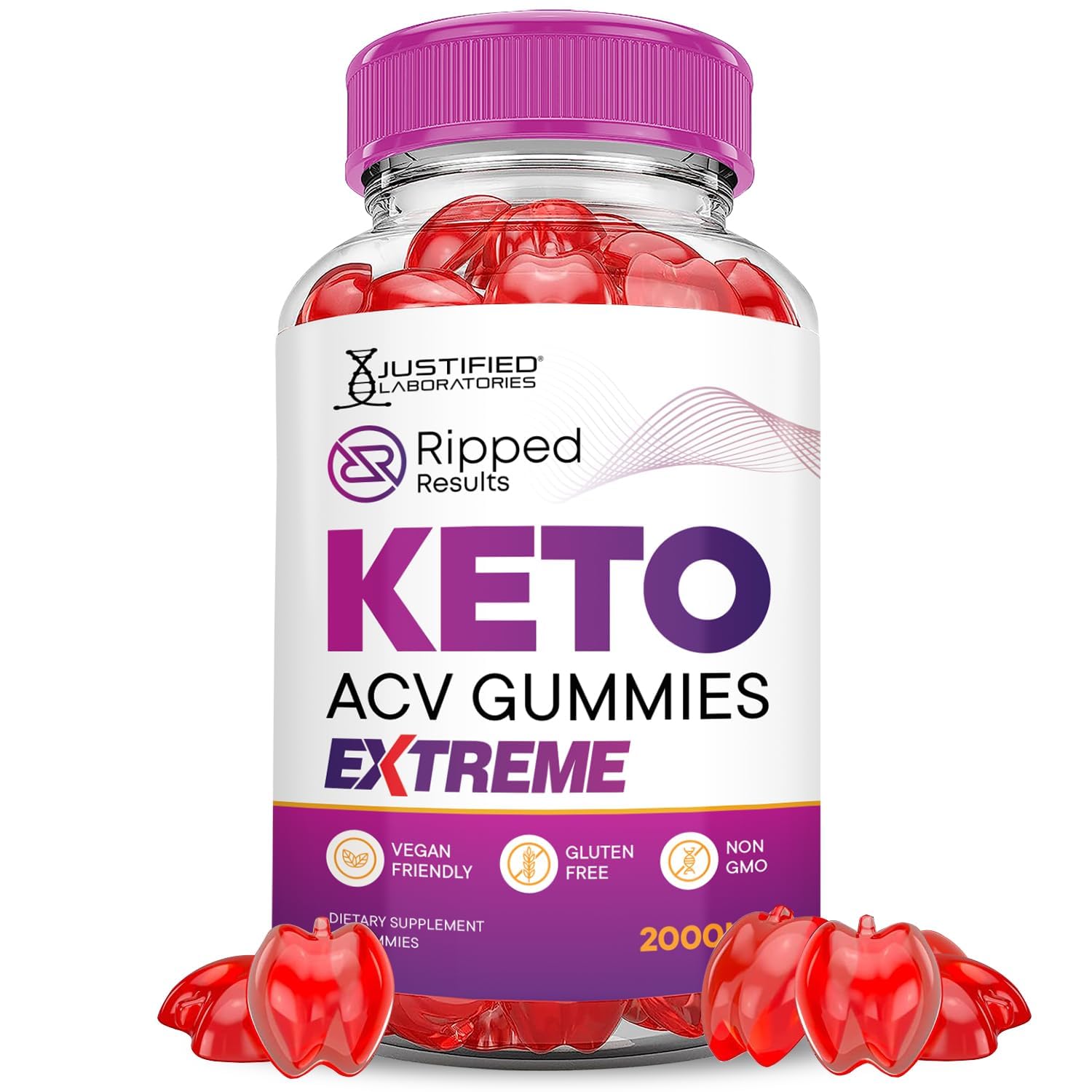 Justified Laboratories Ripped Results Keto ACV Gummies Extreme (2000 mg) Gummy 60